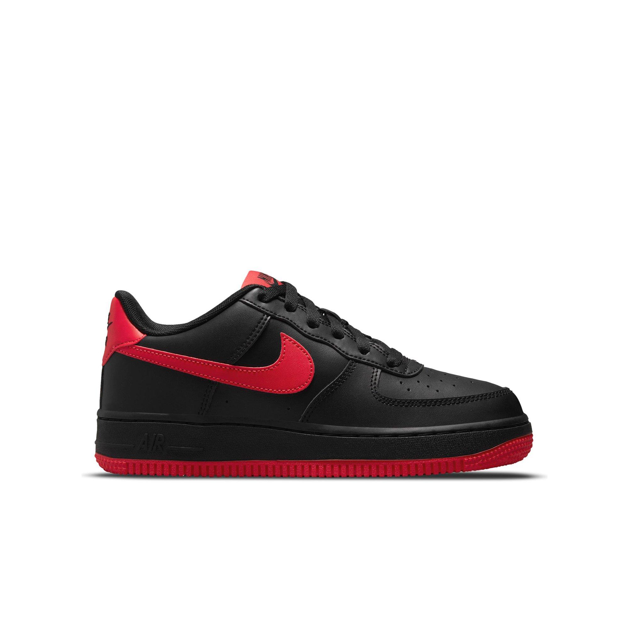 Nike Air Force 1 Black University Red Grade School Boys Shoe