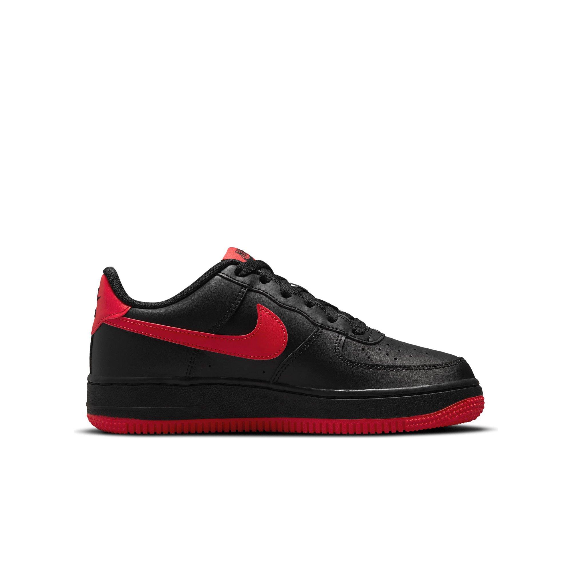 Nike Air Force 1 Black/University Red Grade School Boys' Shoe - Hibbett