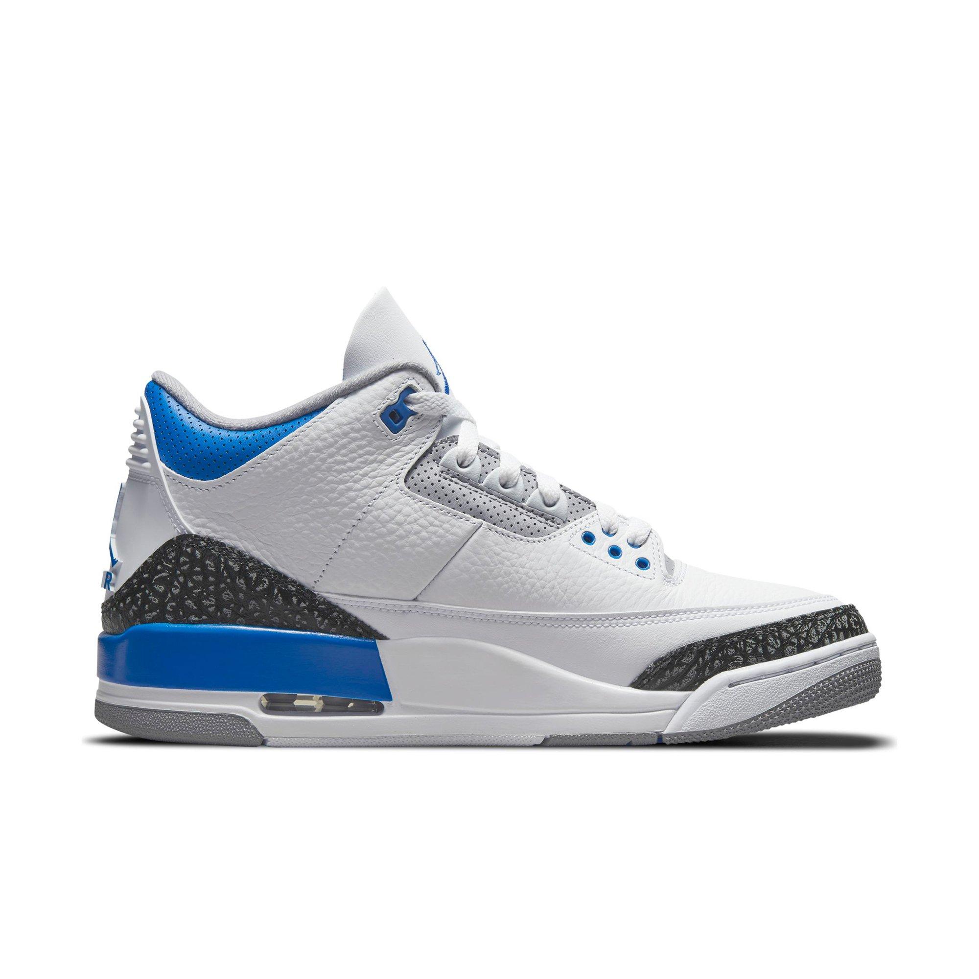 blue and white jordan 3