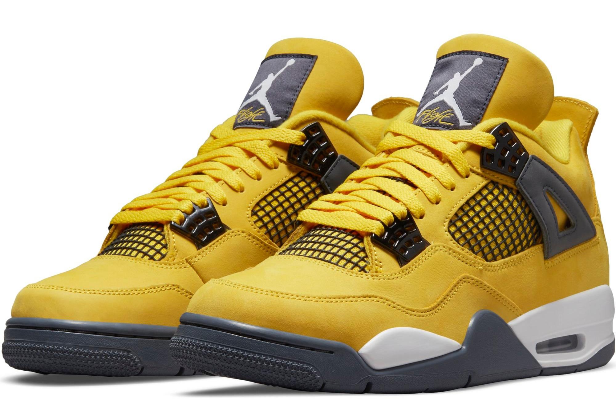 Sneakers Release Jordan 4 Retro Lightning Tour Yellow Dark Blue Grey White Men s Kids Shoe Launching 8 28