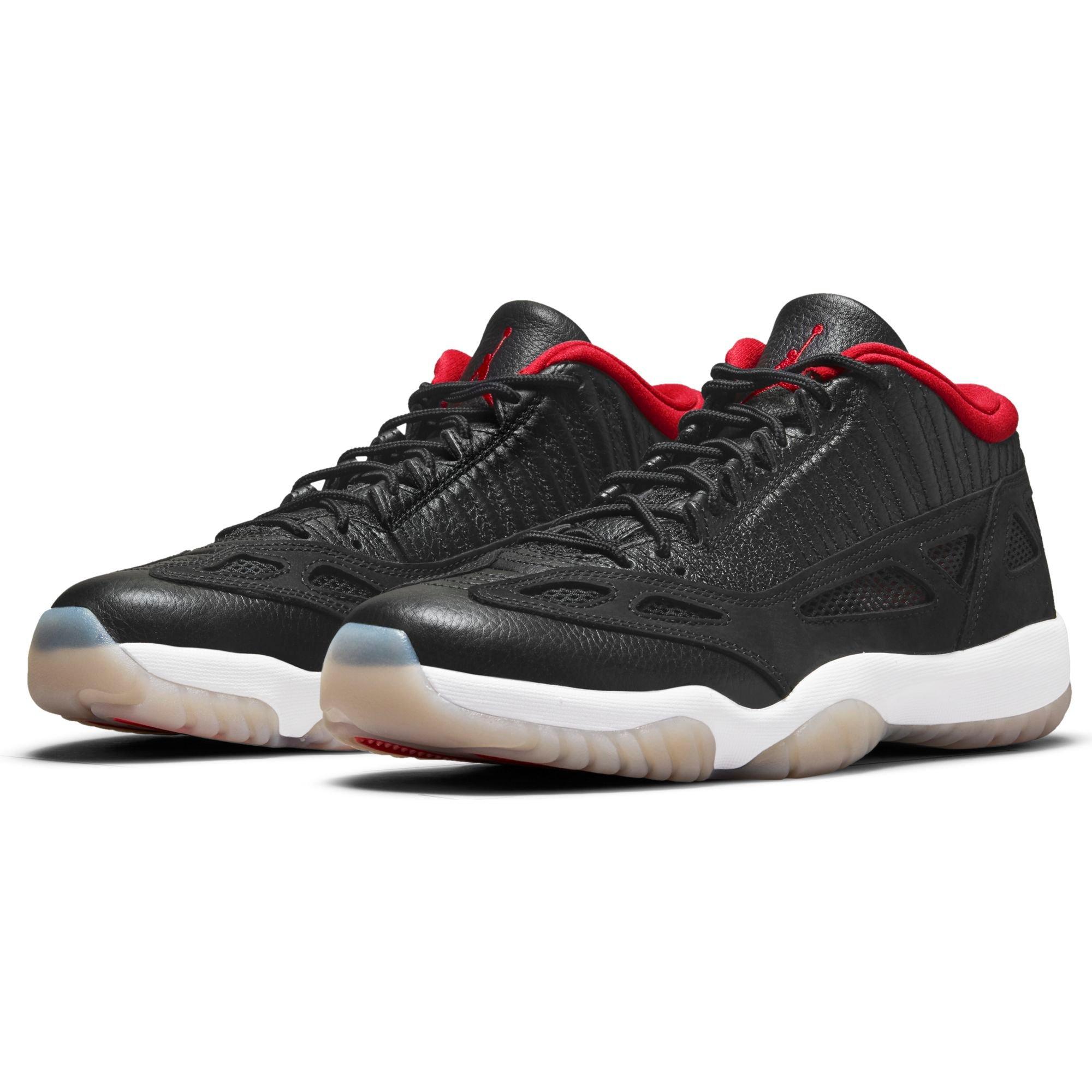 Jordan 11 red on sale and black low