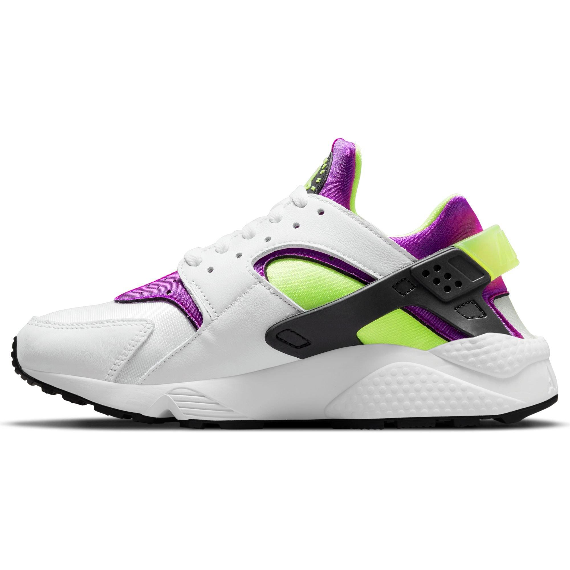 Nike Air Huarache "White/Neon Yellow/Plum/Black" Women's Shoe - WHITE/PURPLE/BLACK Thumbnail View 3