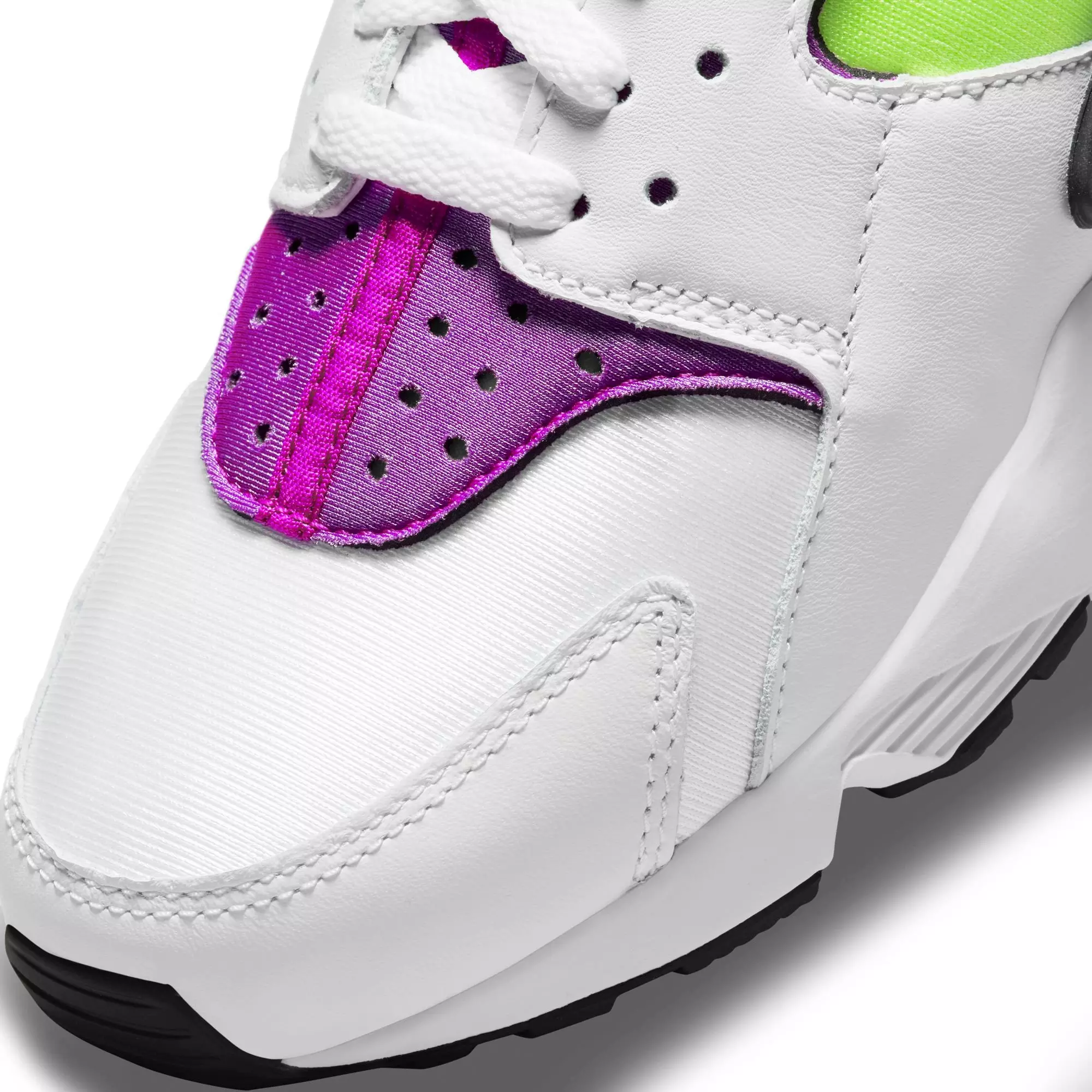 Nike Air Huarache "White/Neon Yellow/Plum/Black" Women's Shoe - WHITE/PURPLE/BLACK