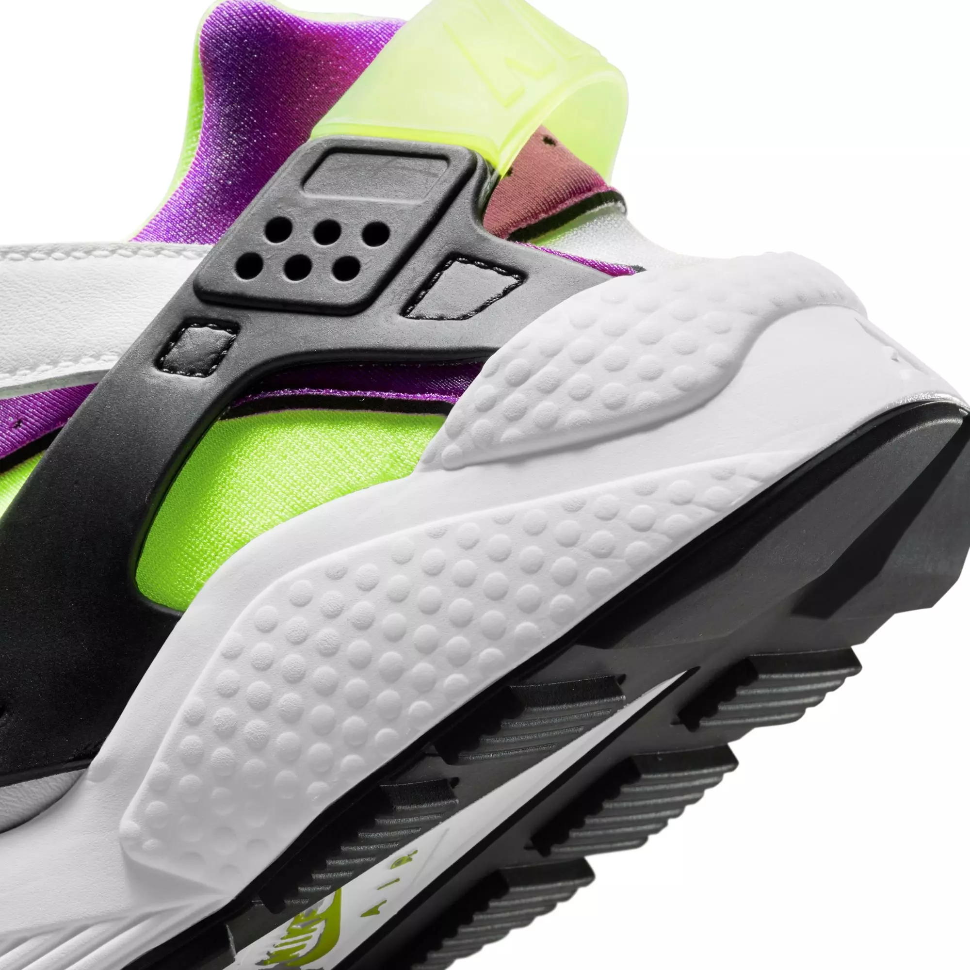 Nike Air Huarache "White/Neon Yellow/Plum/Black" Women's Shoe - WHITE/PURPLE/BLACK