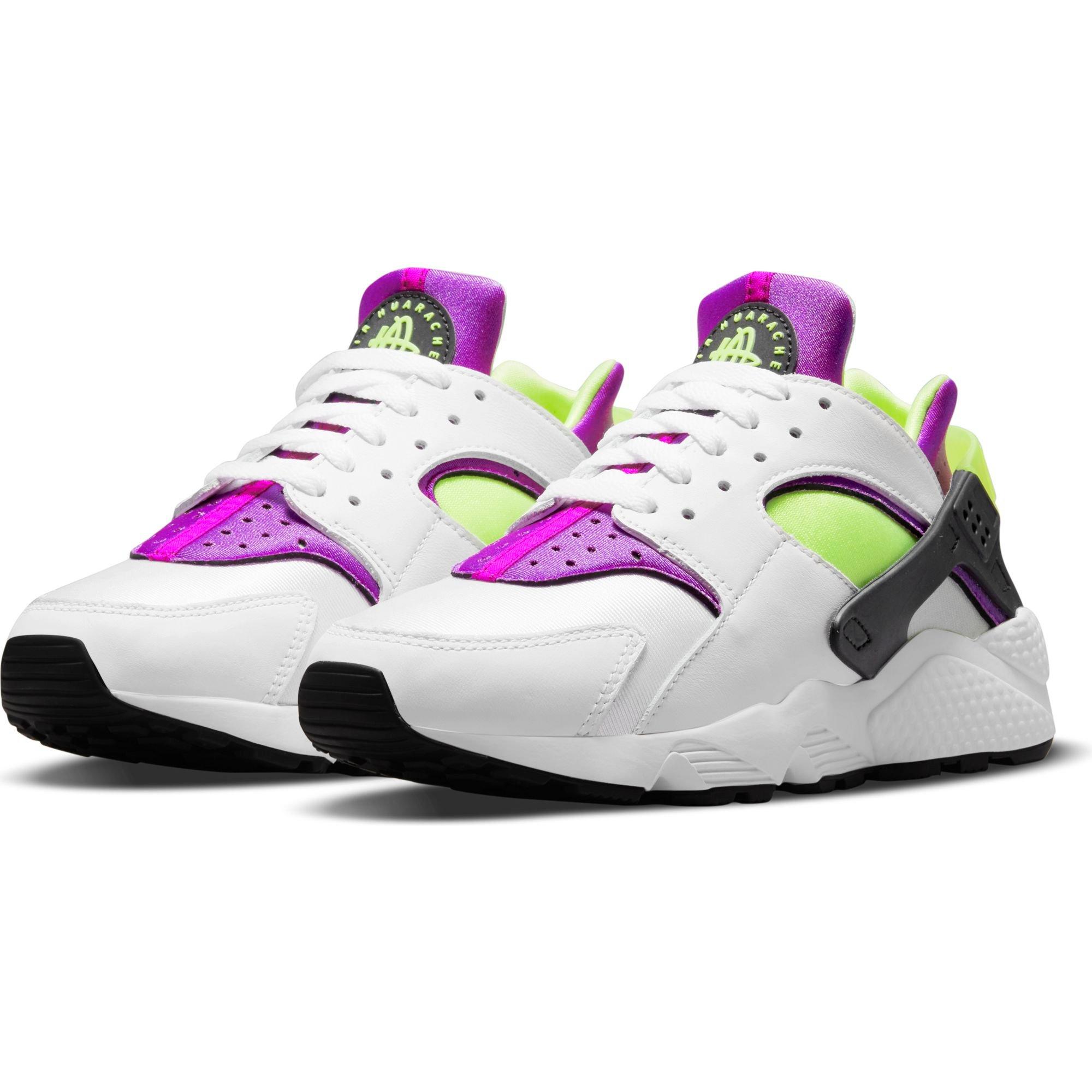 Nike Air Huarache "White/Neon Yellow/Plum/Black" Women's Shoe - WHITE/PURPLE/BLACK Thumbnail View 6