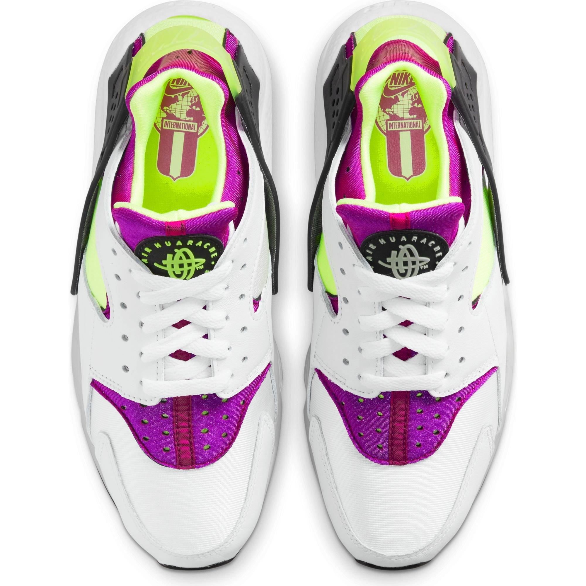 Nike Air Huarache "White/Neon Yellow/Plum/Black" Women's Shoe - WHITE/PURPLE/BLACK Thumbnail View 8