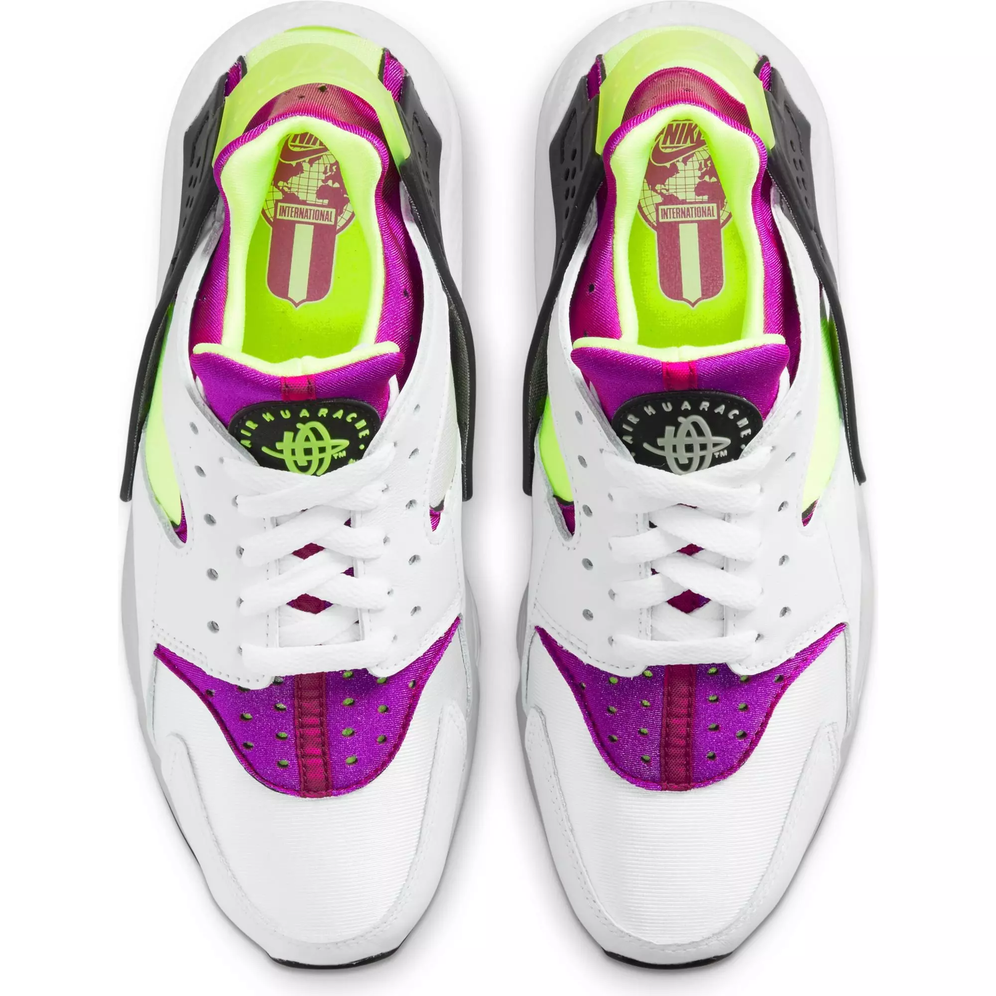 Nike Air Huarache "White/Neon Yellow/Plum/Black" Women's Shoe - WHITE/PURPLE/BLACK