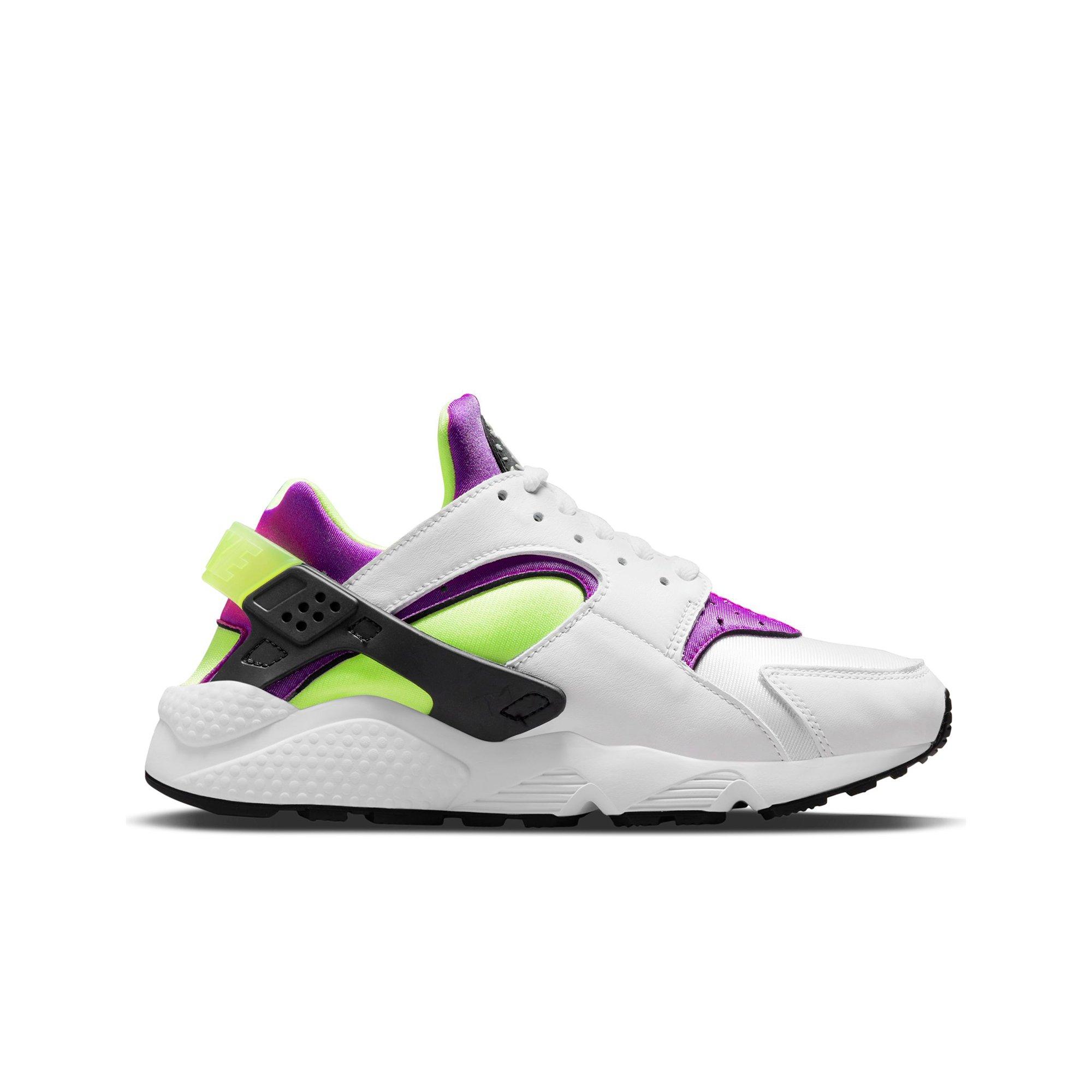 Ongeldig botsen Onregelmatigheden Nike Air Huarache "White/Neon Yellow/Plum/Black" Women's Shoe