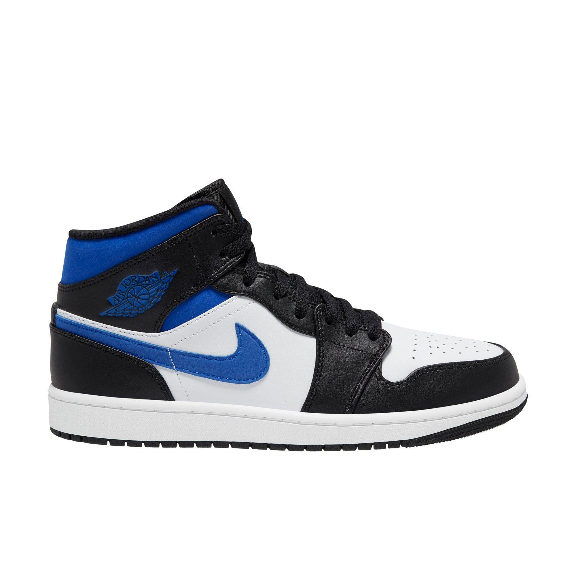 black and white and blue jordans