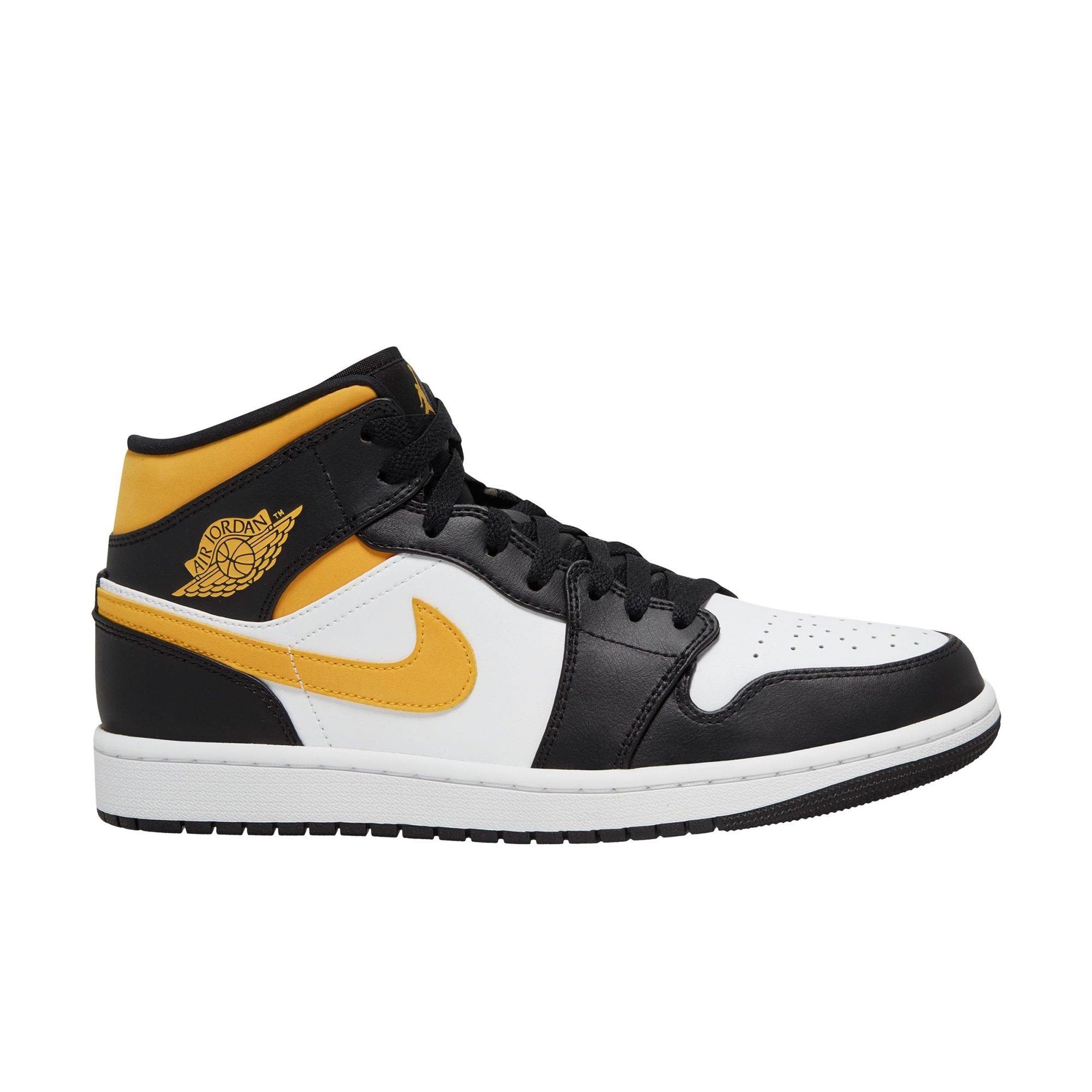 black and white yellow jordan 1