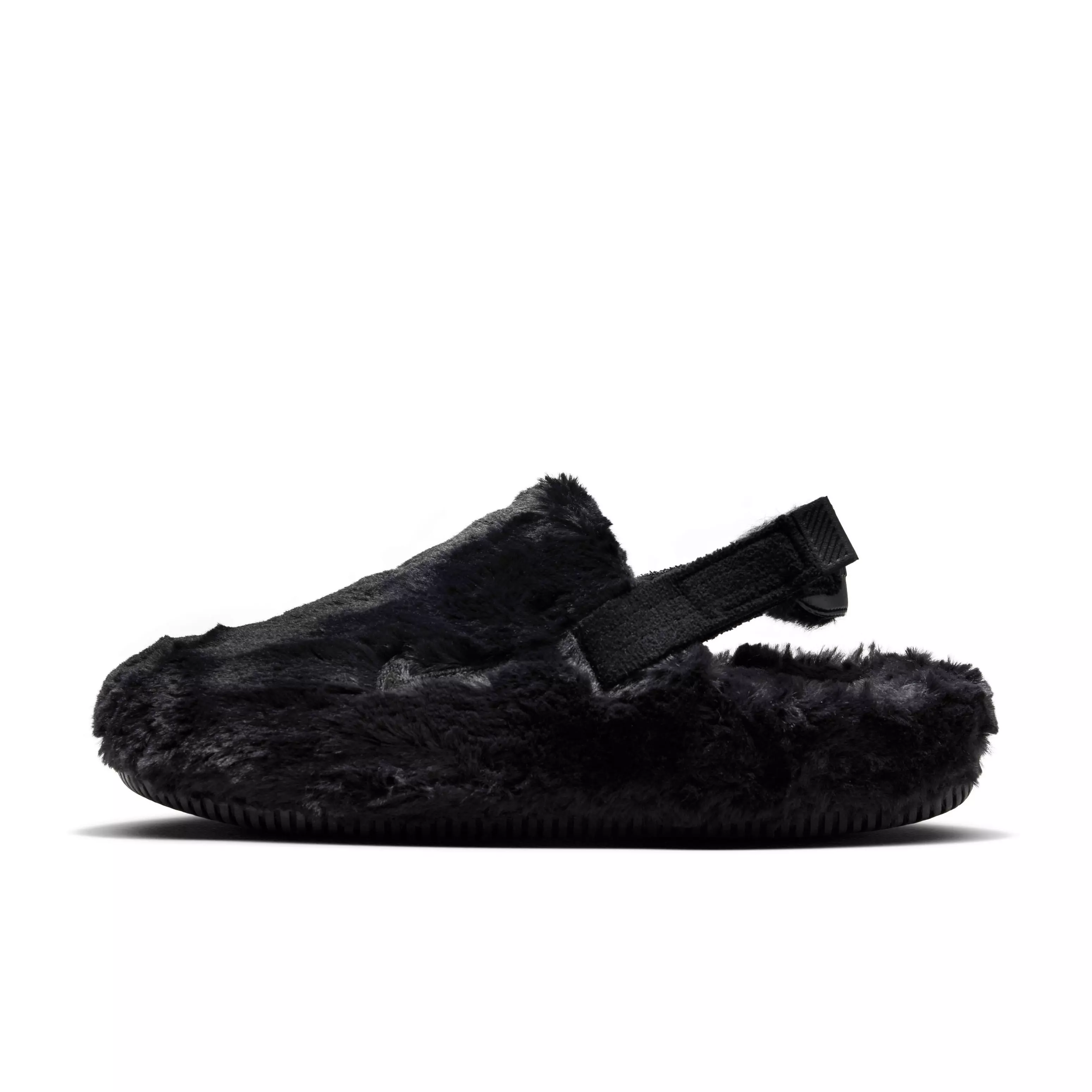 Nike Calm Fuzzy Fur "Black/Black" Women's Mule - BLACK/BLACK
