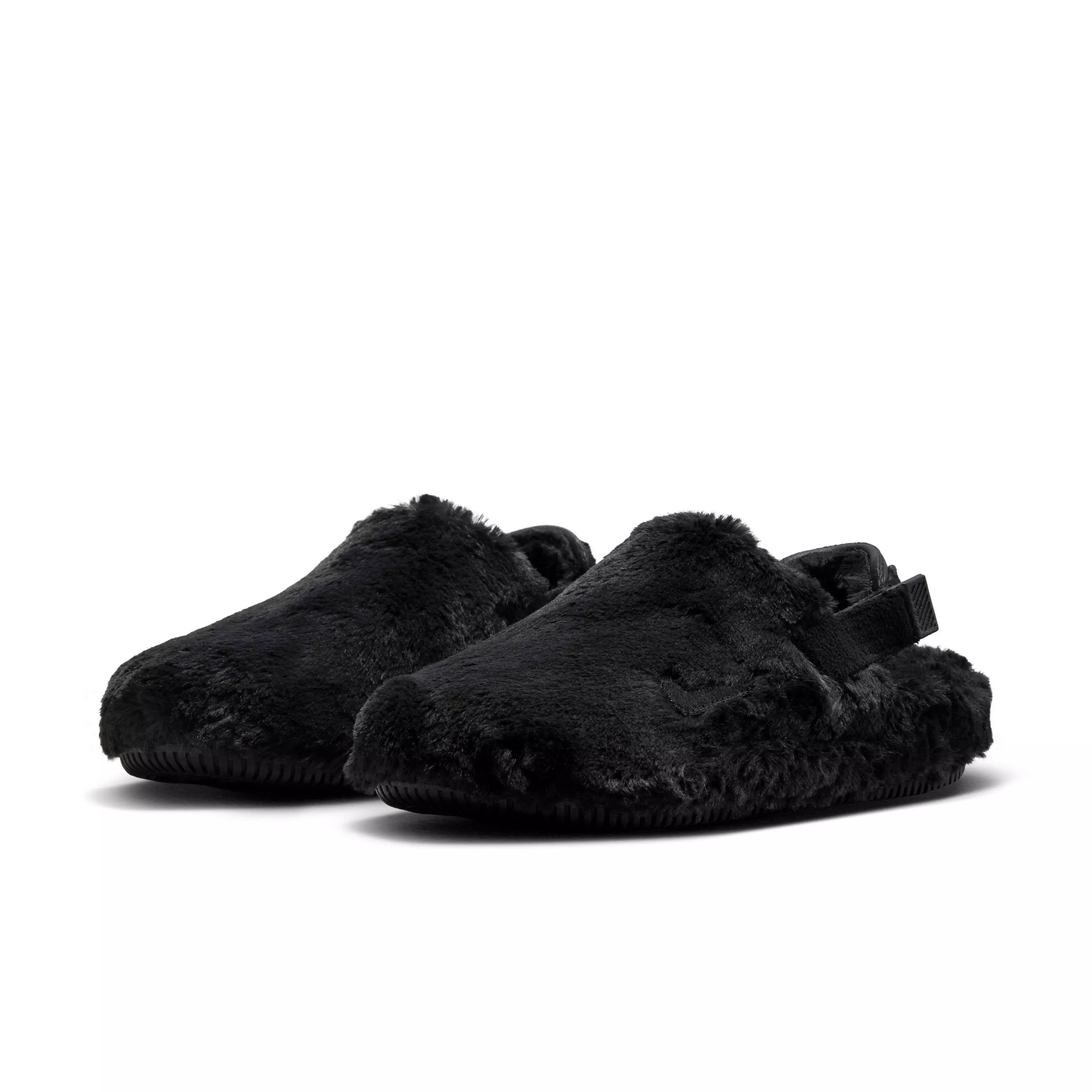 Nike Calm Fuzzy Fur "Black/Black" Women's Mule - BLACK/BLACK