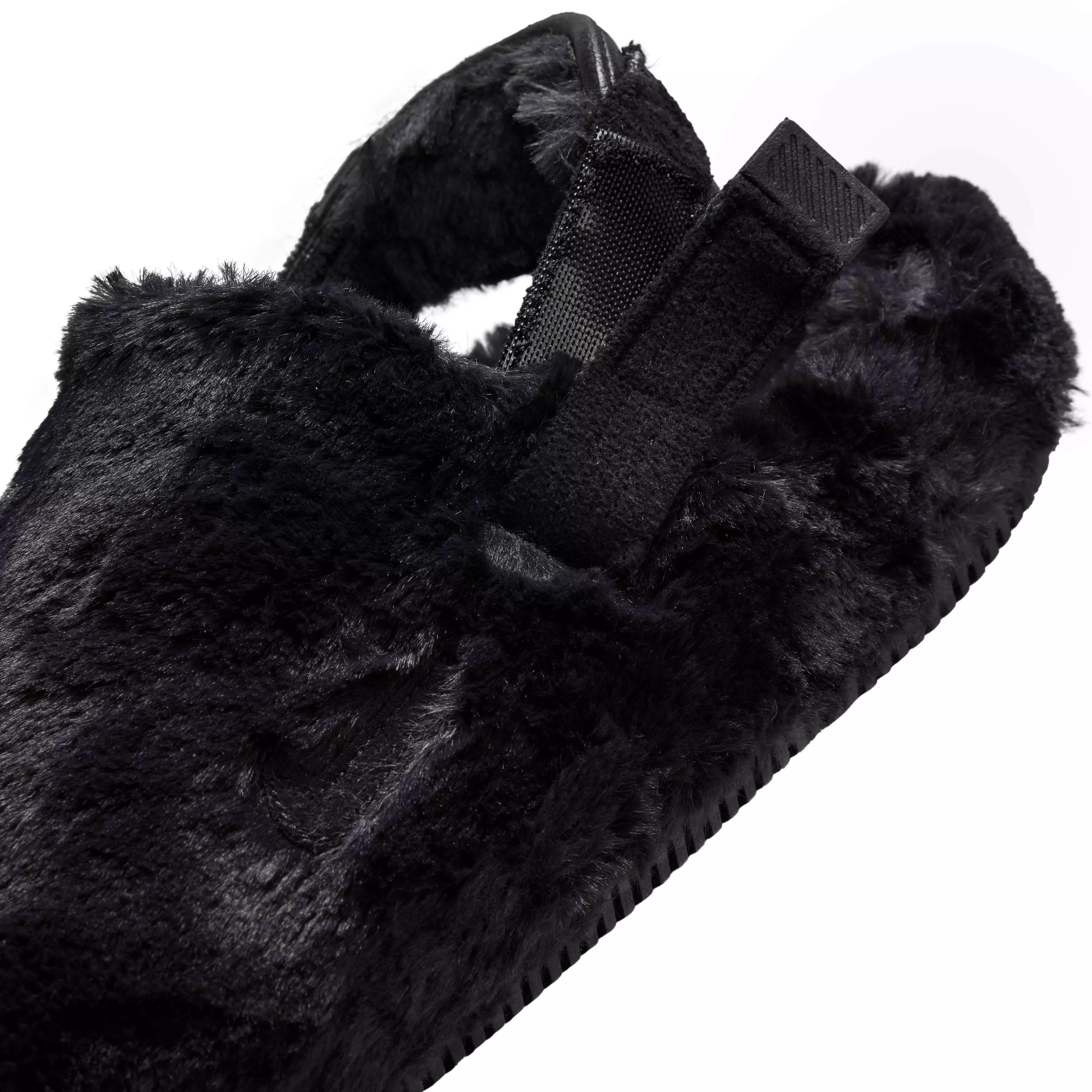 Nike Calm Fuzzy Fur "Black/Black" Women's Mule - BLACK/BLACK
