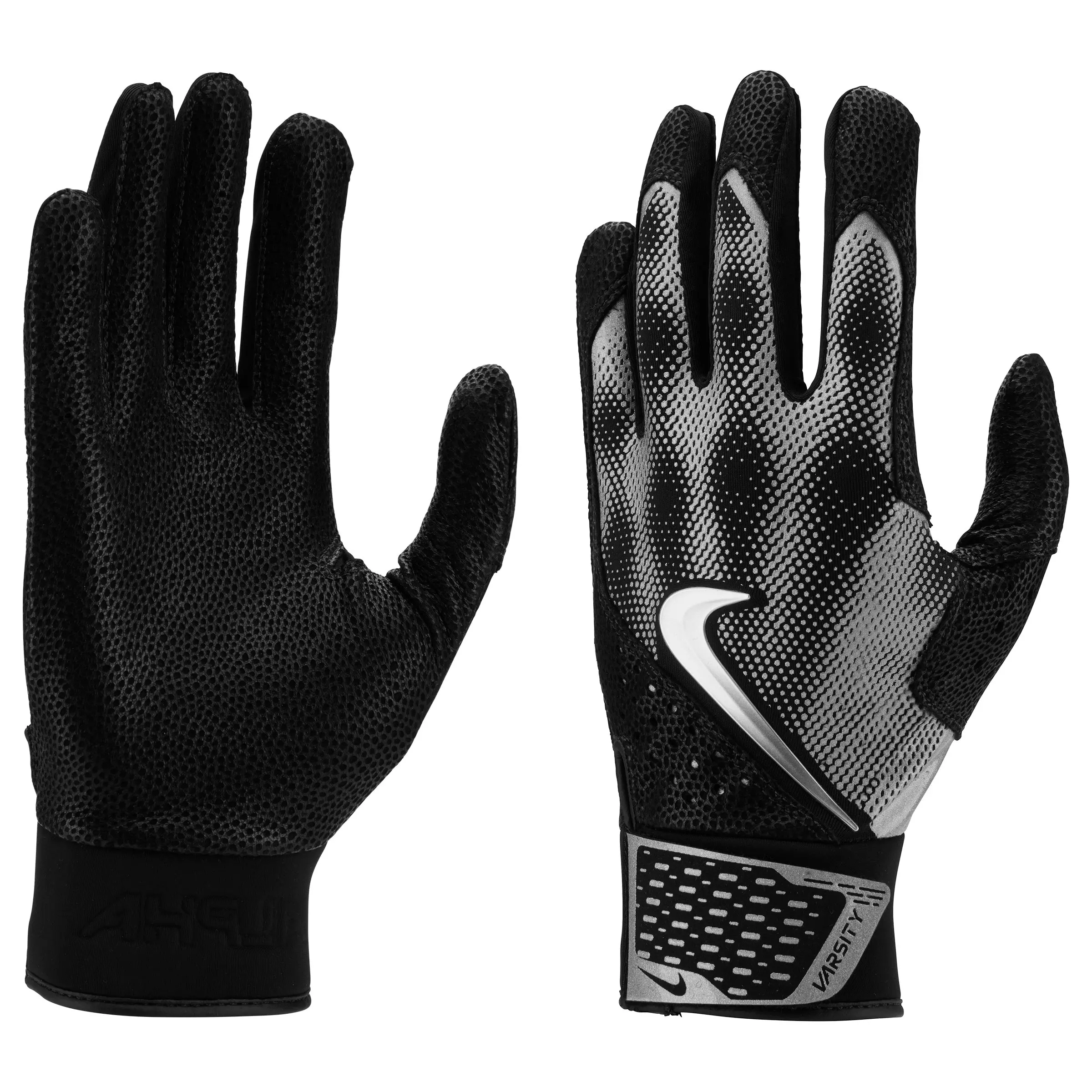 Nike Adult Alpha Varsity Batting Glove - BLACK/SILVER