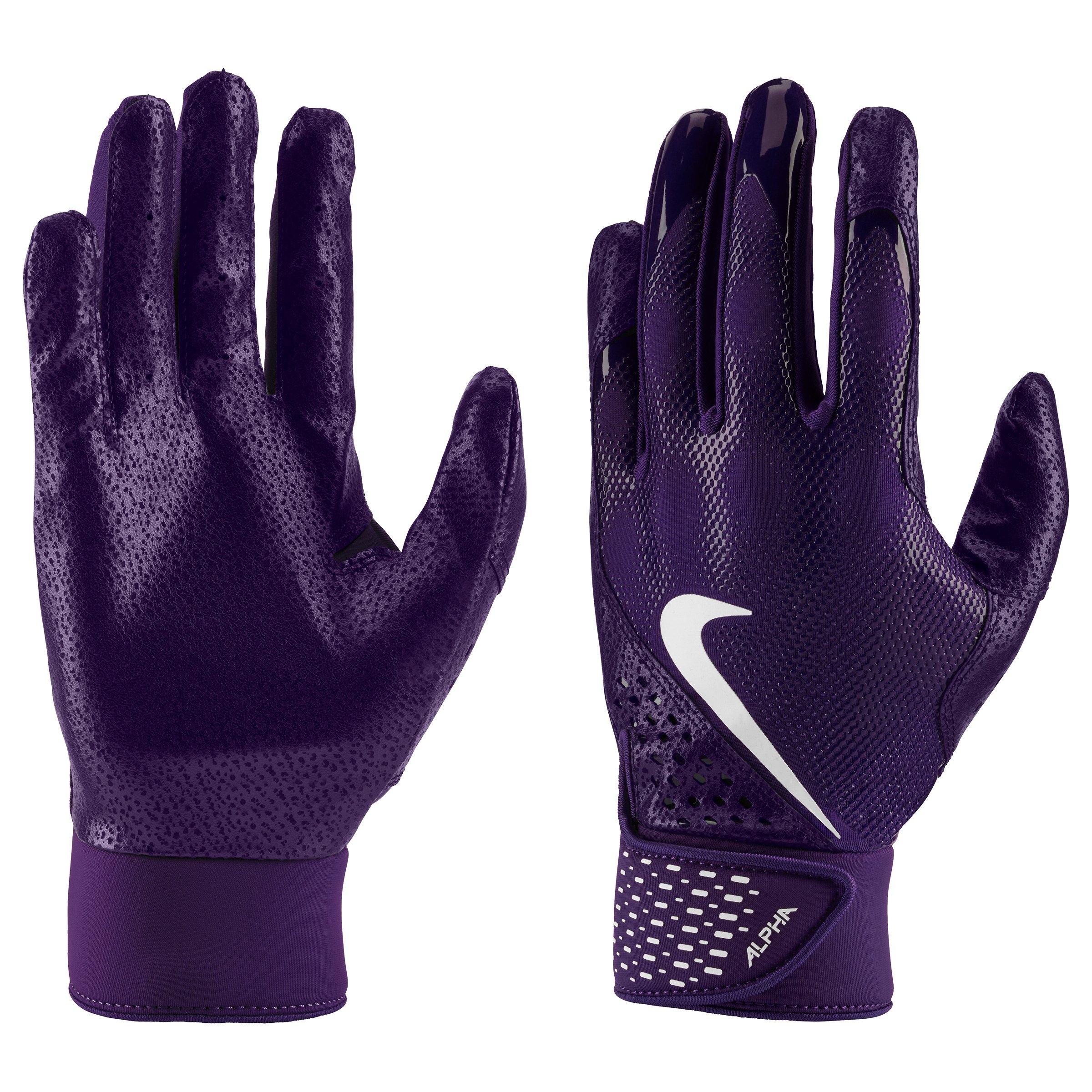 Nike Youth Alpha Tee Ball Batting Gloves White/Purple Medium/Large