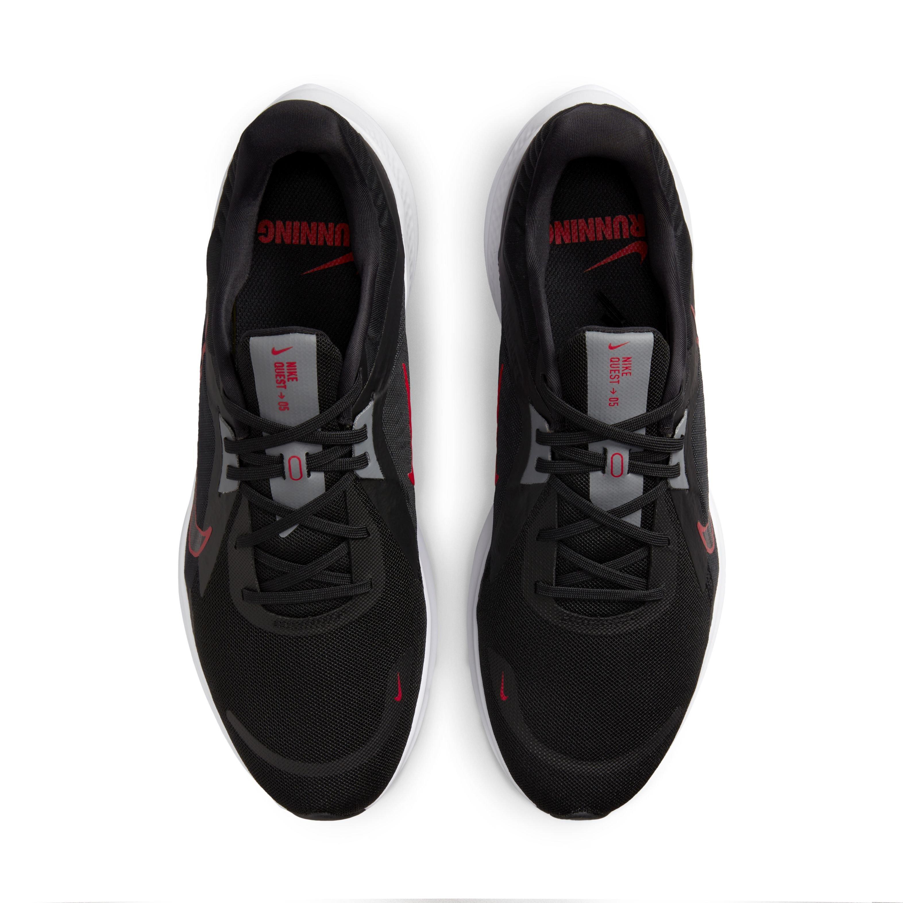 Nike Quest 5 Black University Red Smoke Grey Men s Running Shoe Hibbett