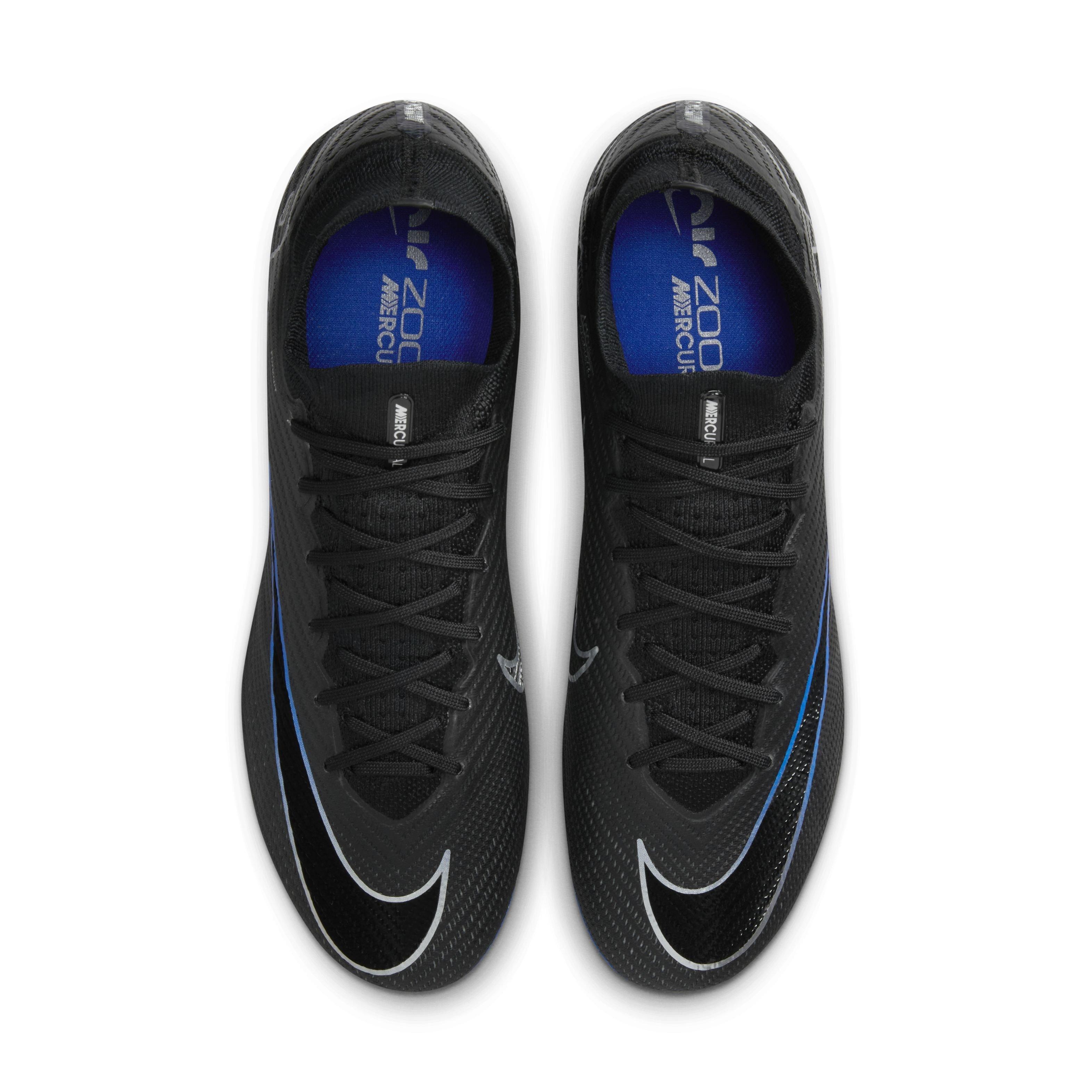 Nike Mercurial Superfly 9 Elite Firm Ground "Black/Hyper Royal/Chrome" Men's Soccer Cleat - BLACK/ROYAL/CHROME Thumbnail View 4