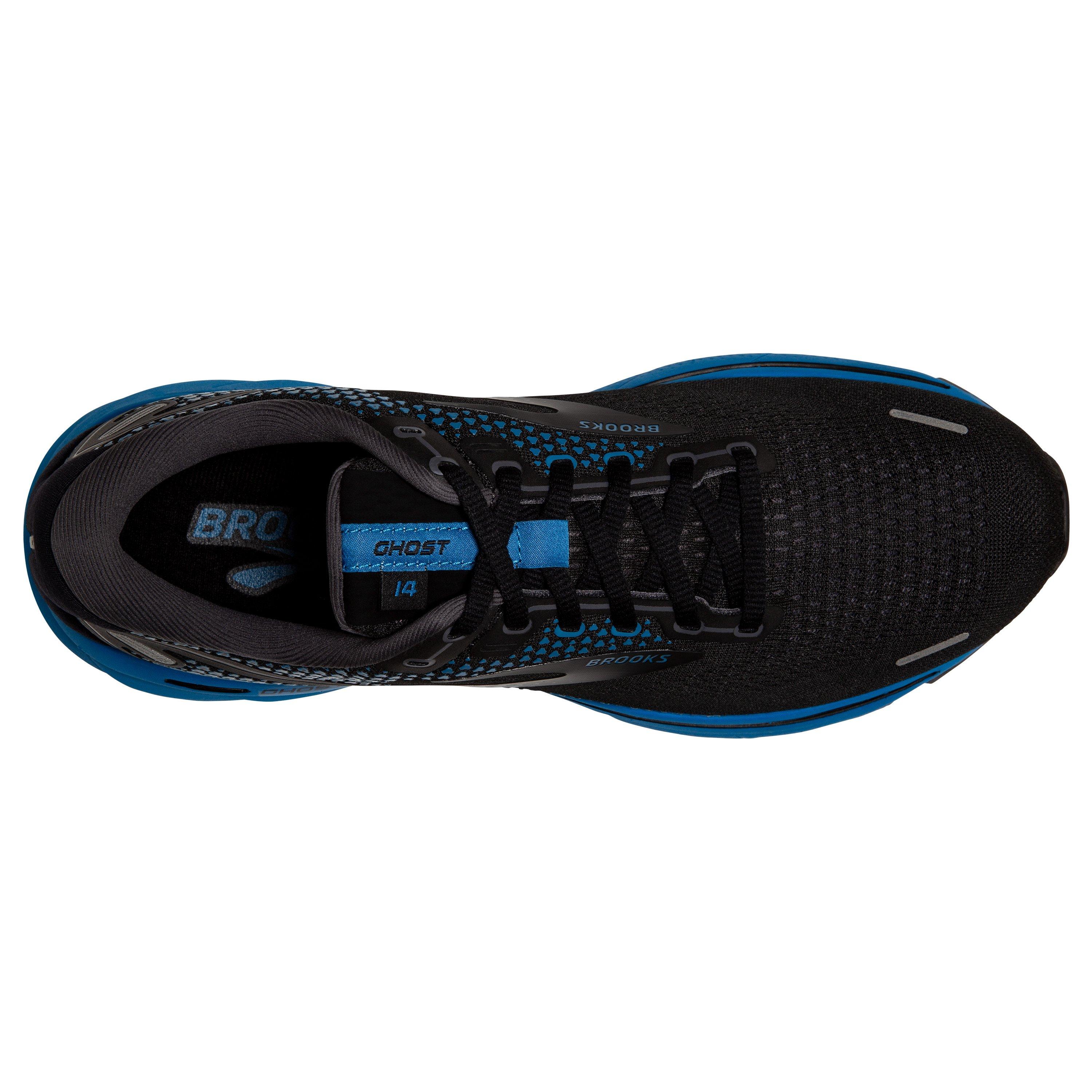 Brooks Ghost 14 "Black/Blackened Pearl/Blue" Men's Running Shoe - BLACK/WHITE Thumbnail View 5