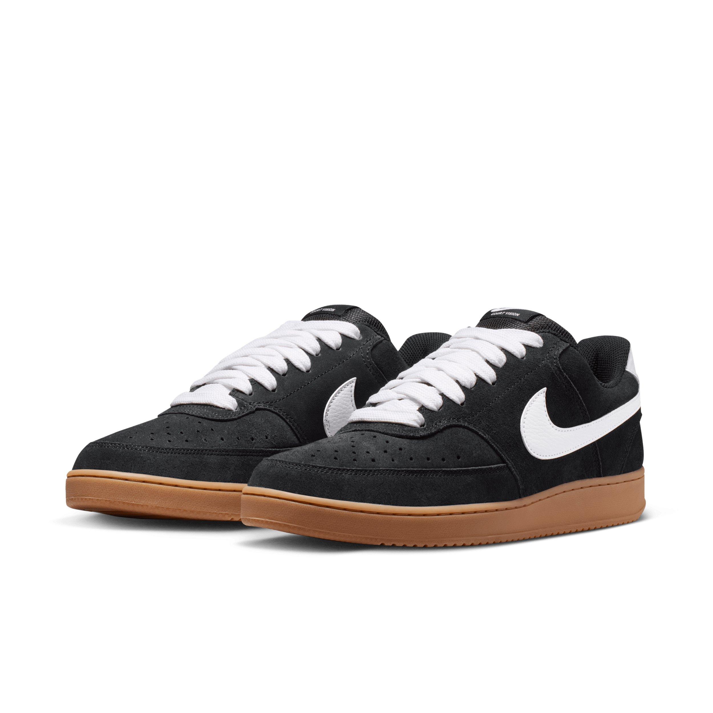 Nike Court Vision Low "Black/Gum Medium Brown/White" Men's Shoe - BLACK/MD BROWN/WHITE Thumbnail View 3