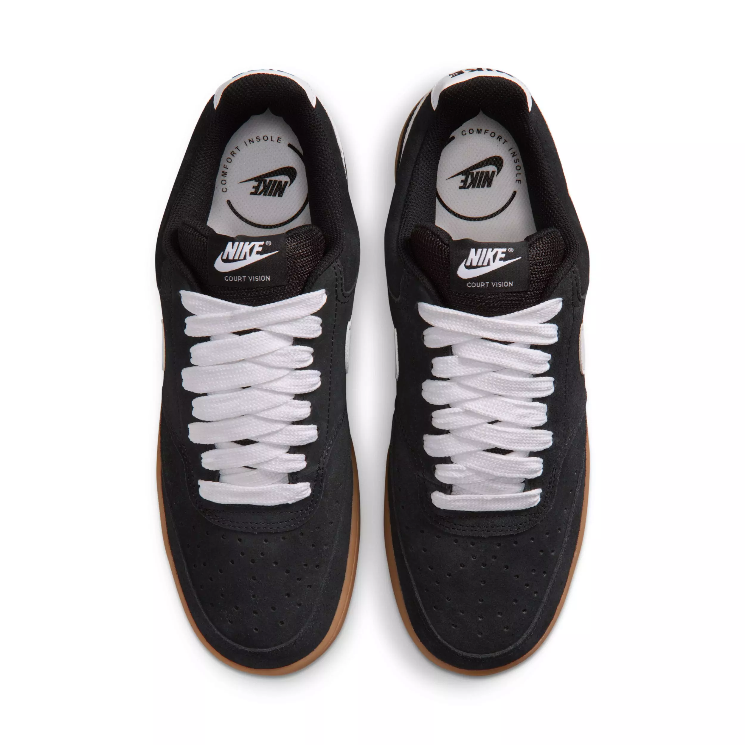 Nike Court Vision Low "Black/Gum Medium Brown/White" Men's Shoe - BLACK/MD BROWN/WHITE