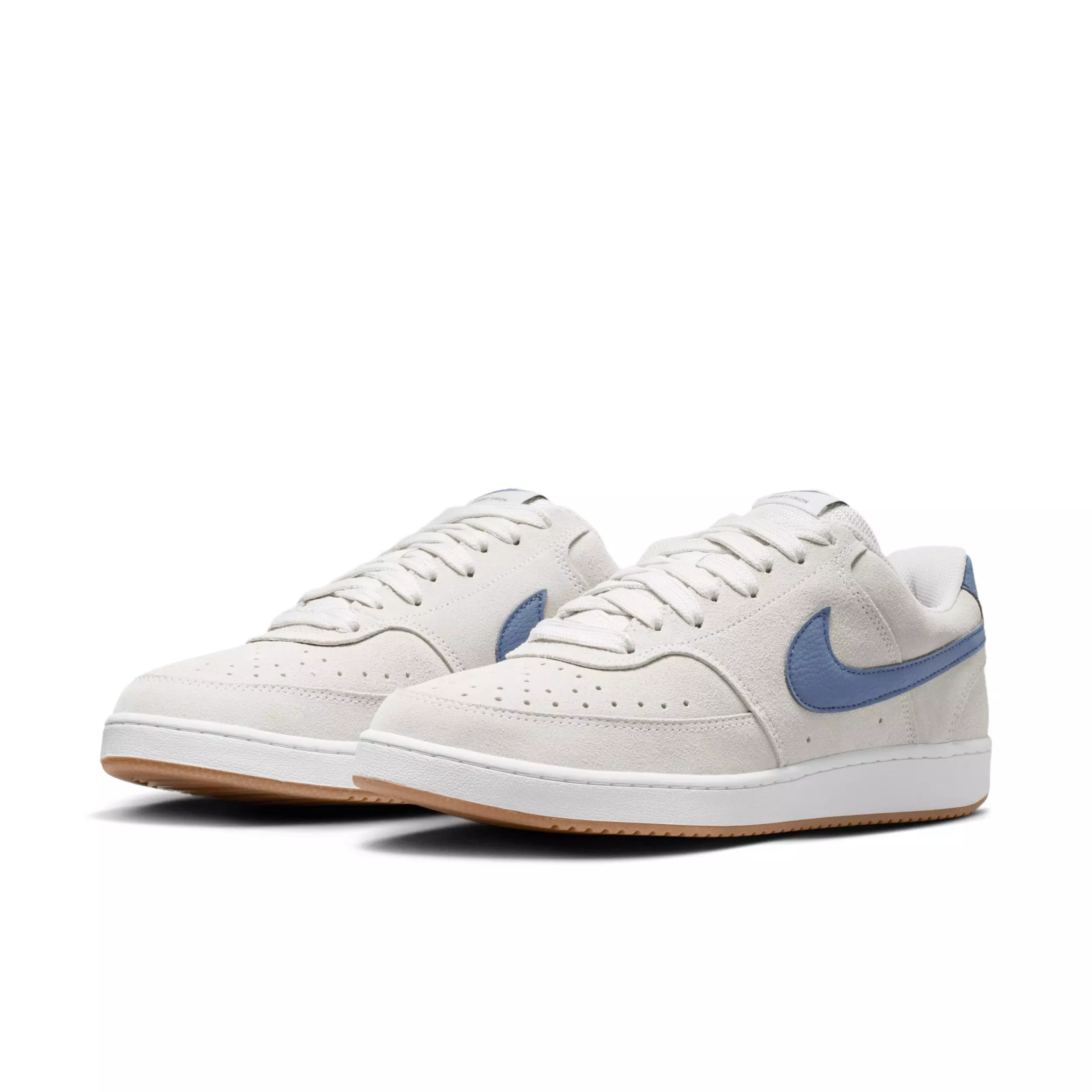 Nike Court Vision Low "Vast Grey/White/Gum Medium Brown/Diffused Blue" Men's Shoe - GREY/WHITE/MD BROWN/BLUE