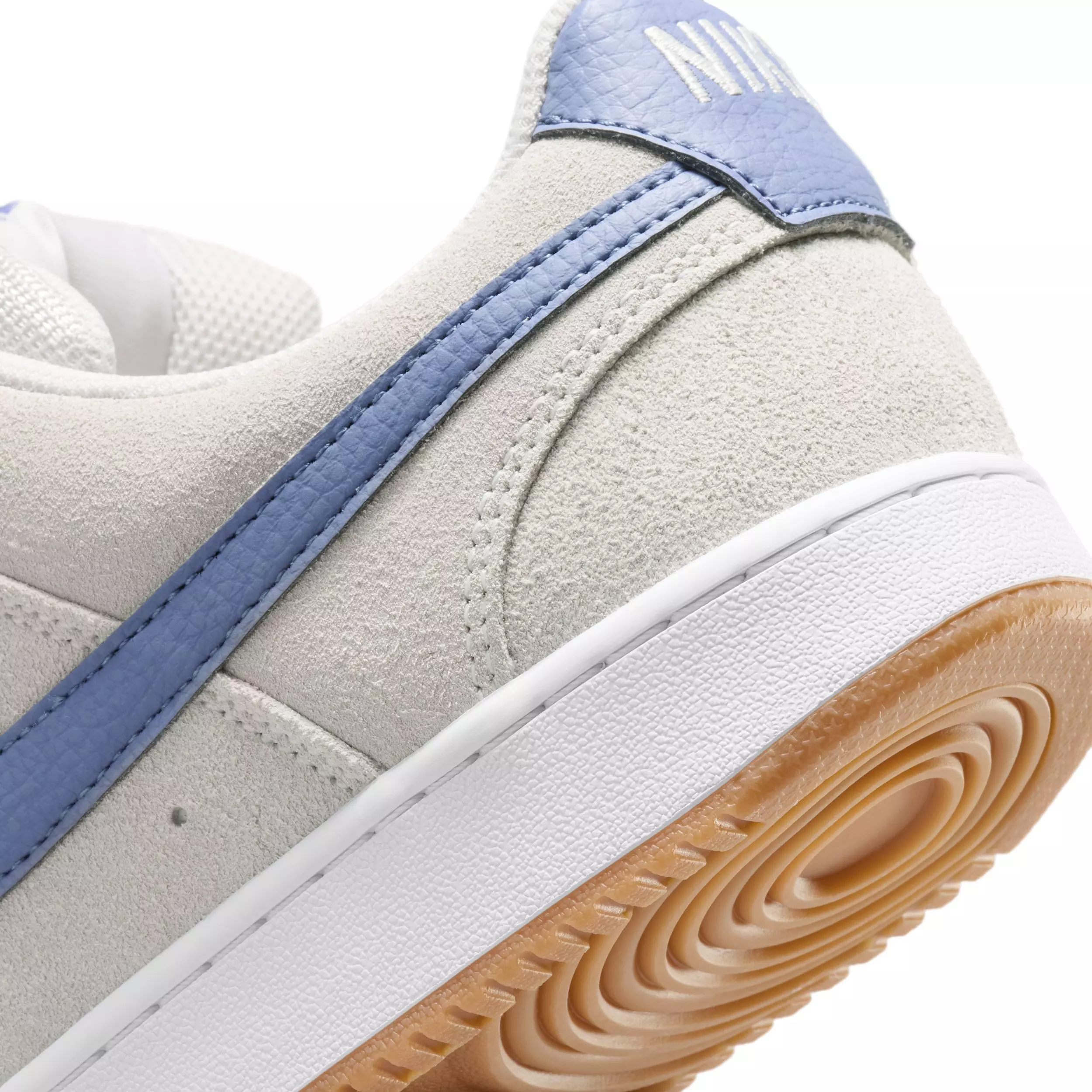 Nike Court Vision Low "Vast Grey/White/Gum Medium Brown/Diffused Blue" Men's Shoe - GREY/WHITE/MD BROWN/BLUE