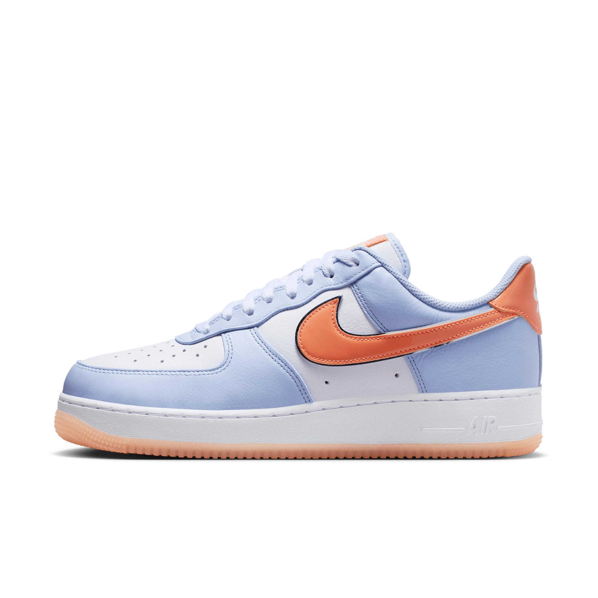 Nike Air Force 1 '07 "Hydrogen Blue/White/Orange Frost/Metallic Silver" Men's Shoe - BLUE/WHITE/ORANGE/SILVER Thumbnail View 2