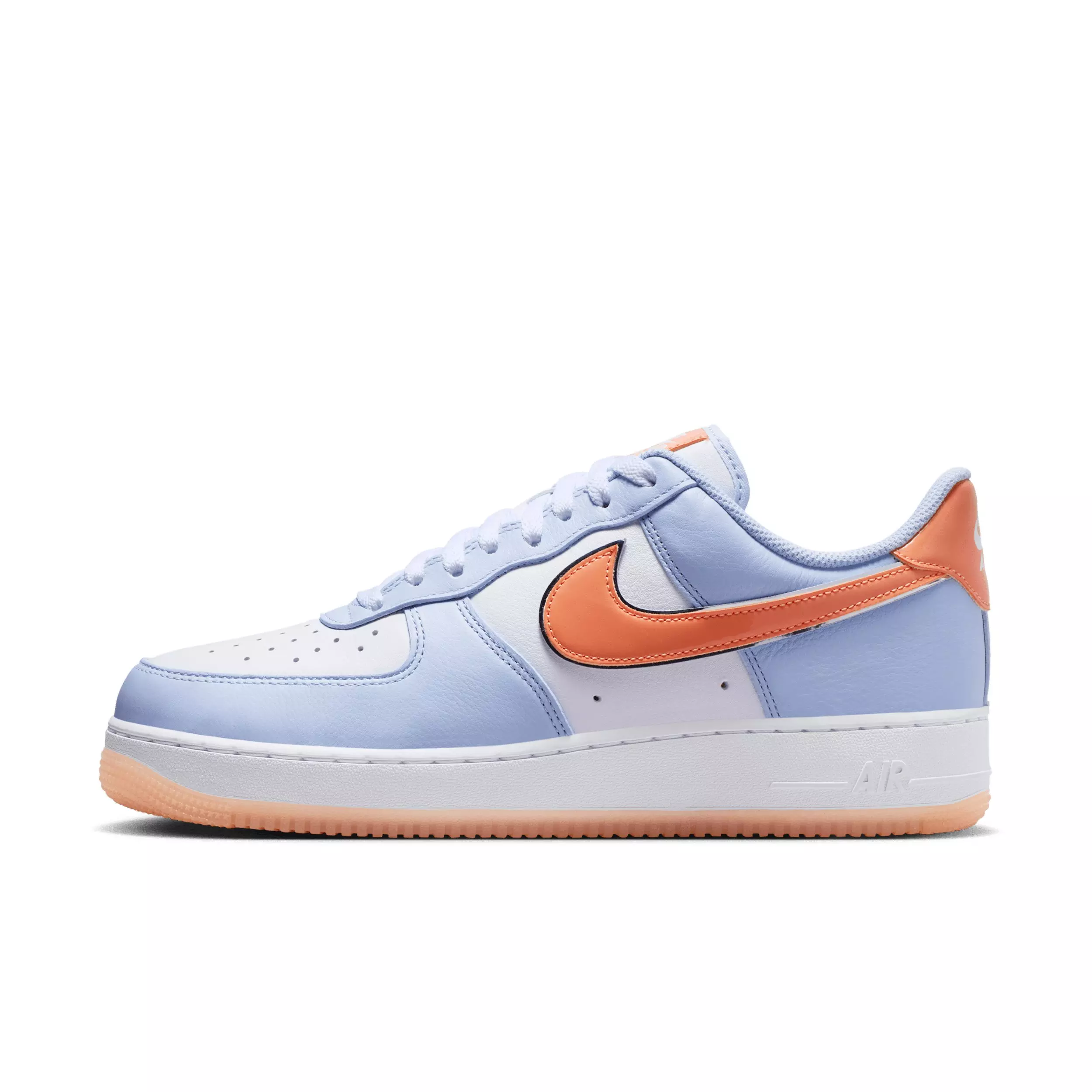 Nike Air Force 1 '07 "Hydrogen Blue/White/Orange Frost/Metallic Silver" Men's Shoe - BLUE/WHITE/ORANGE/SILVER