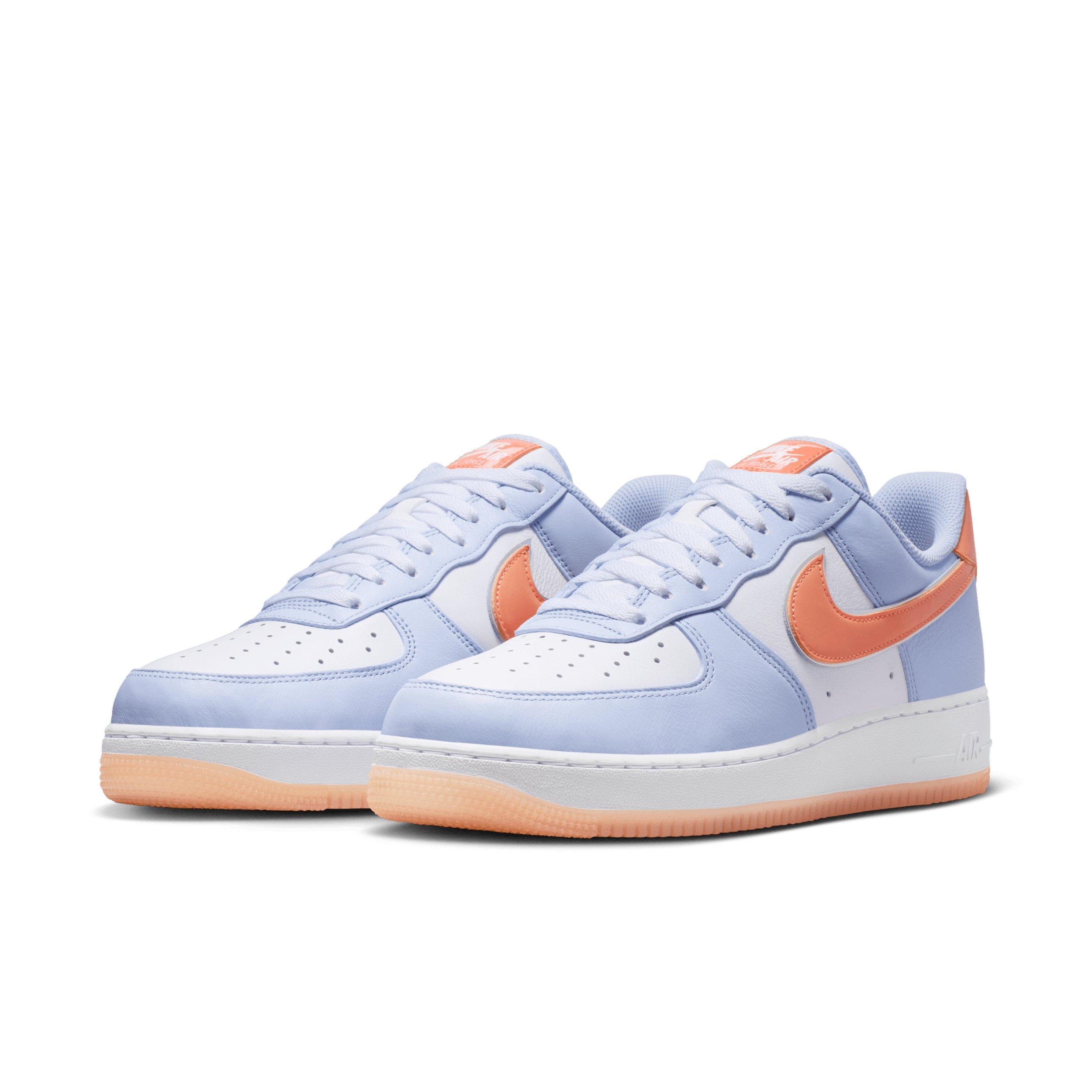 Nike Air Force 1 '07 "Hydrogen Blue/White/Orange Frost/Metallic Silver" Men's Shoe - BLUE/WHITE/ORANGE/SILVER Thumbnail View 3