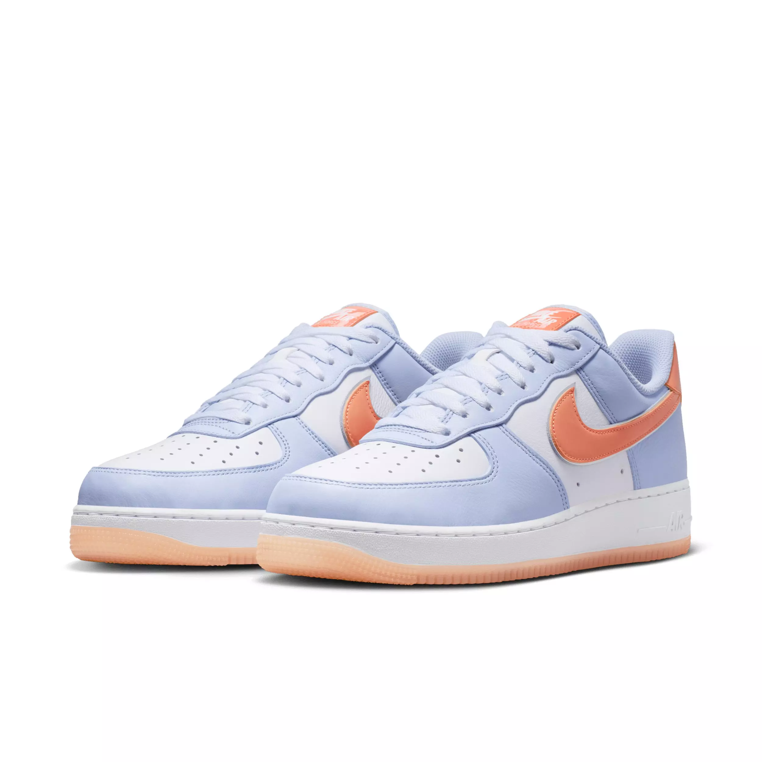 Nike Air Force 1 '07 "Hydrogen Blue/White/Orange Frost/Metallic Silver" Men's Shoe - BLUE/WHITE/ORANGE/SILVER