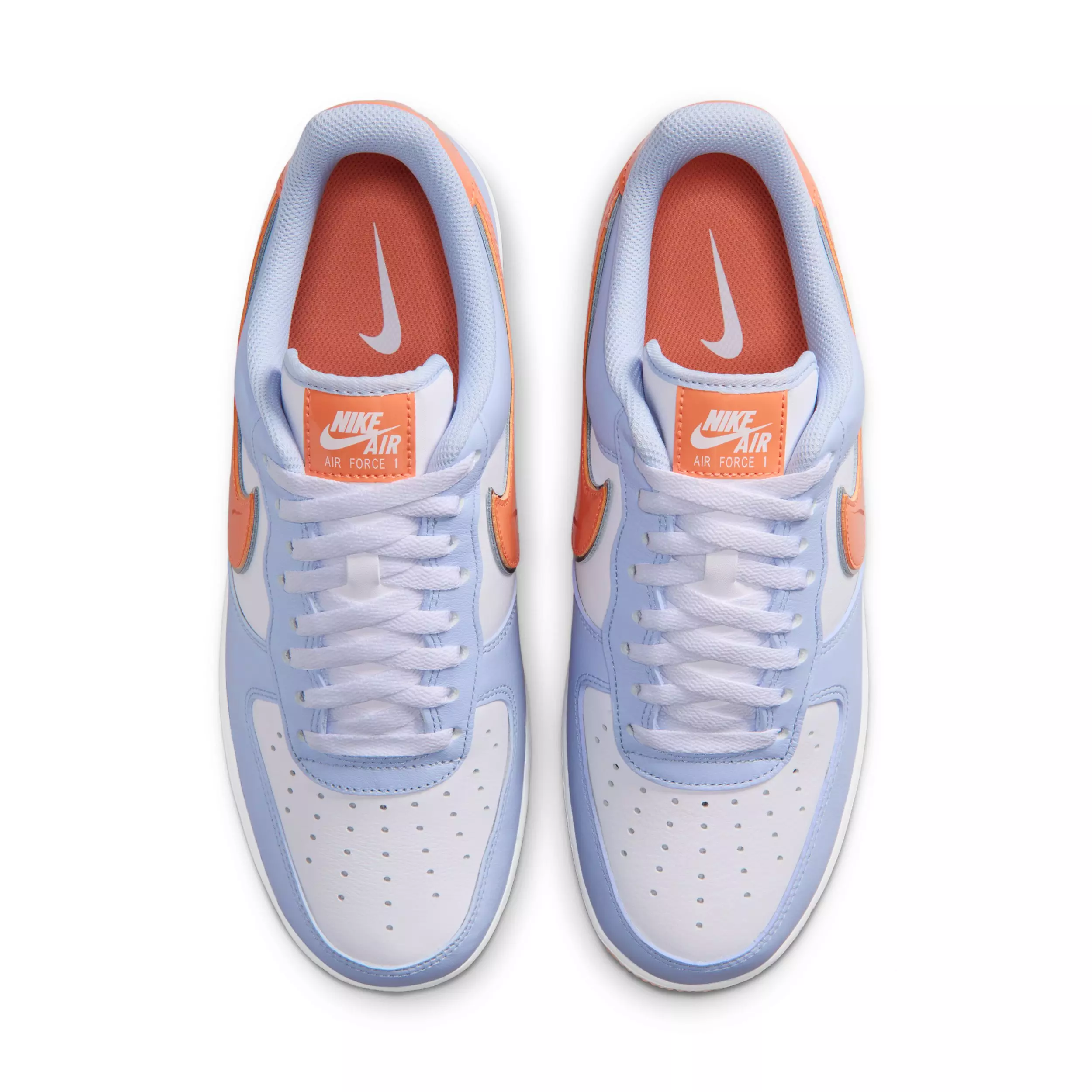 Nike Air Force 1 '07 "Hydrogen Blue/White/Orange Frost/Metallic Silver" Men's Shoe - BLUE/WHITE/ORANGE/SILVER