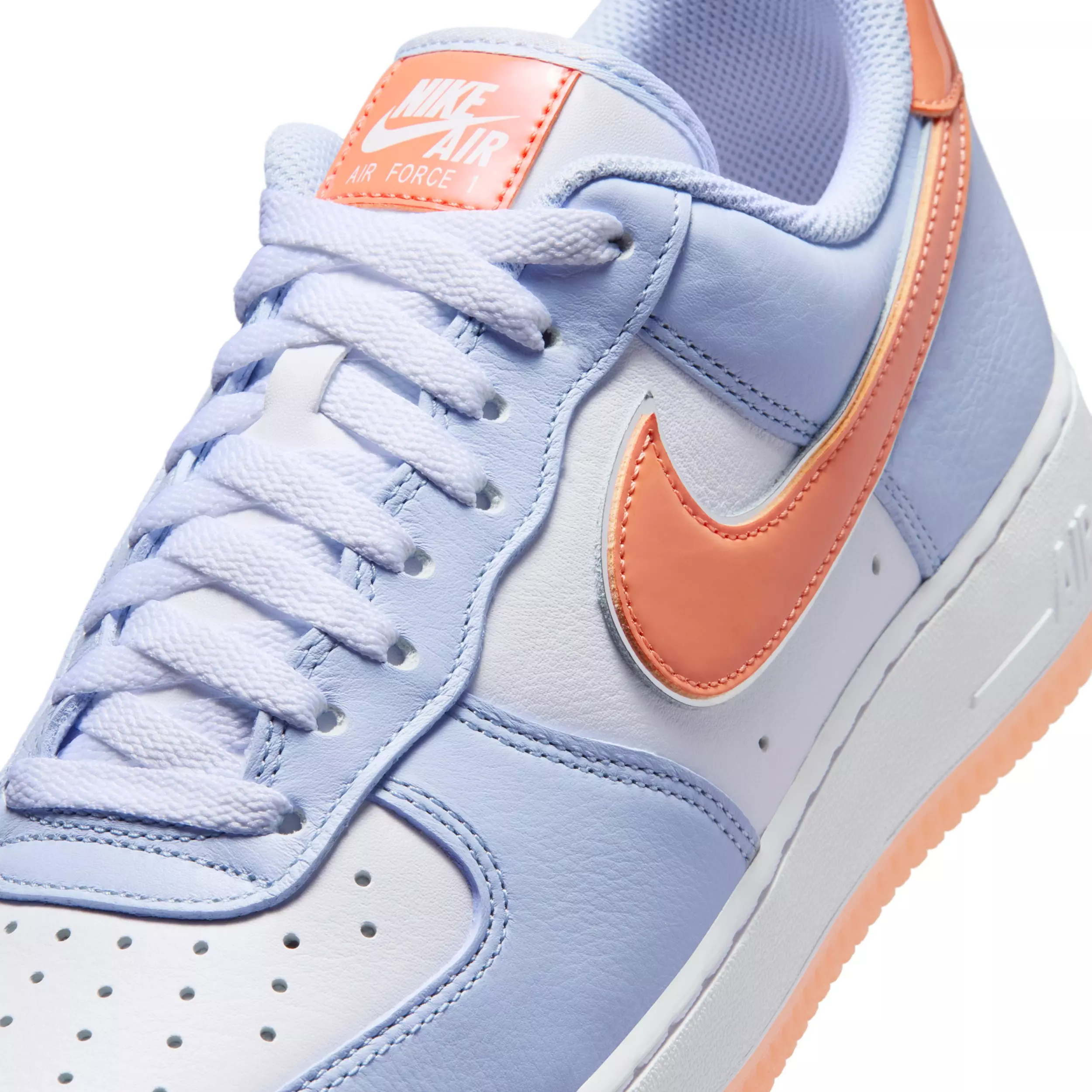 Nike Air Force 1 '07 "Hydrogen Blue/White/Orange Frost/Metallic Silver" Men's Shoe - BLUE/WHITE/ORANGE/SILVER