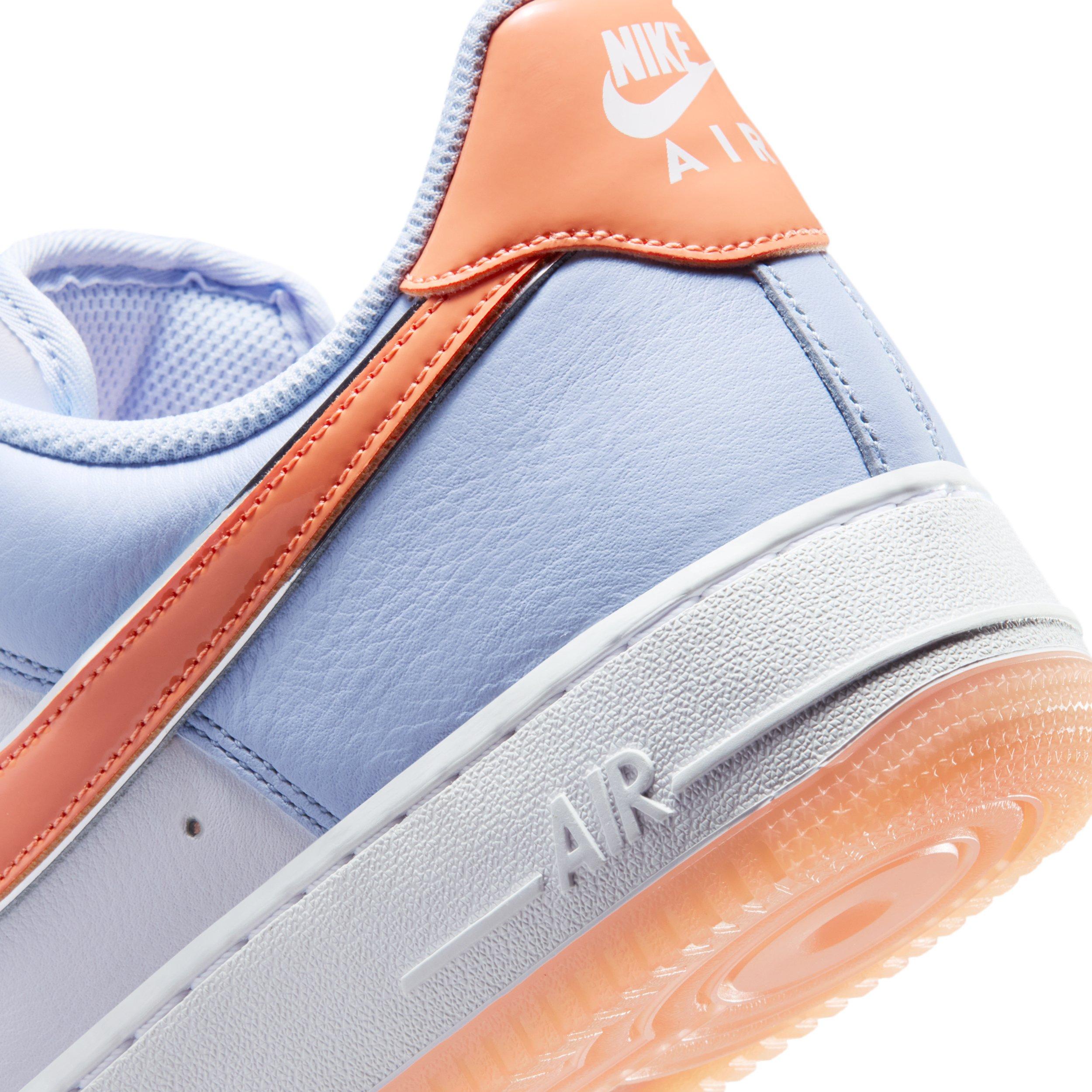 Nike Air Force 1 '07 "Hydrogen Blue/White/Orange Frost/Metallic Silver" Men's Shoe - BLUE/WHITE/ORANGE/SILVER Thumbnail View 8