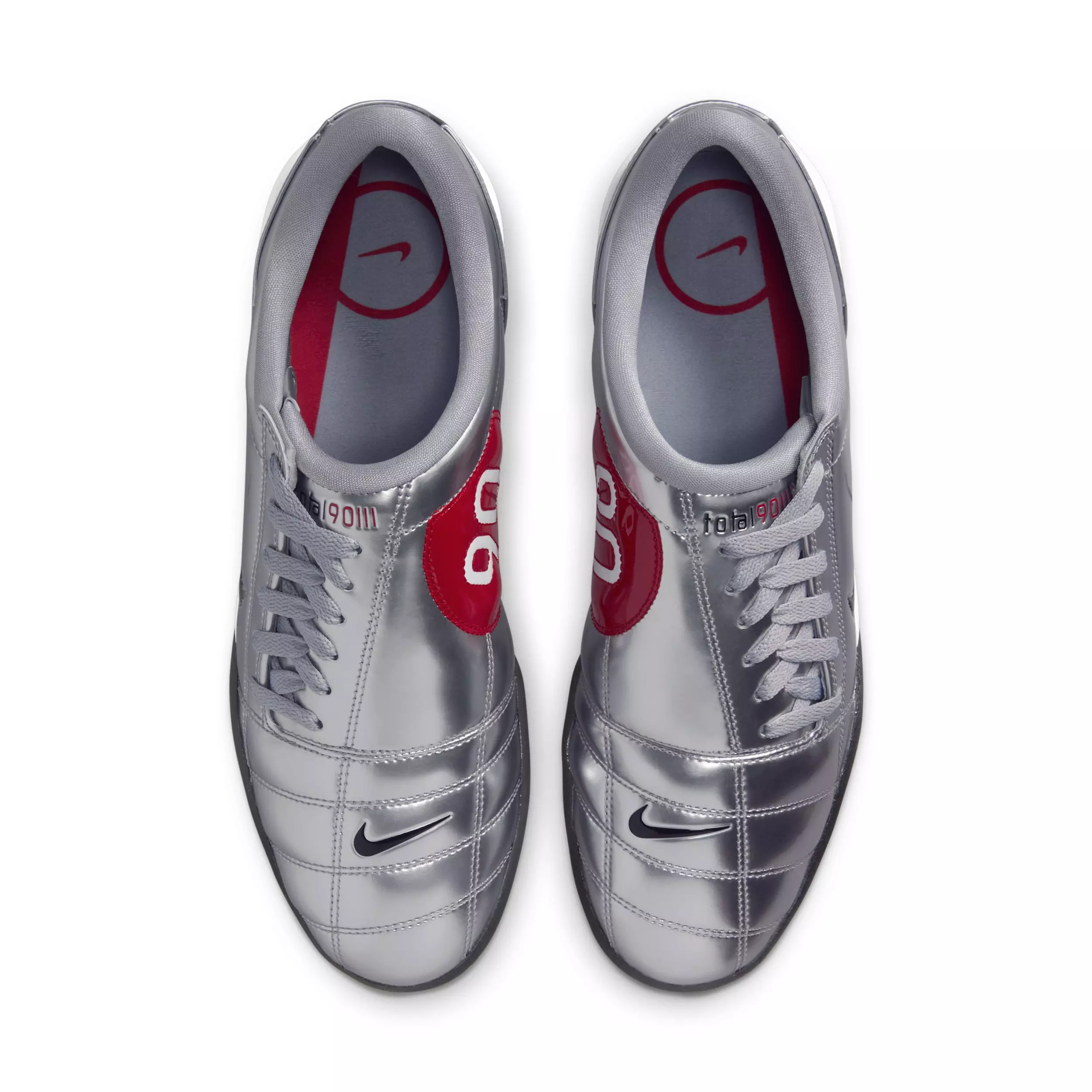 Nike T90 SP "Metallic Silver/University Red/Black" Men's Shoe - SILVER/RED/BLACK