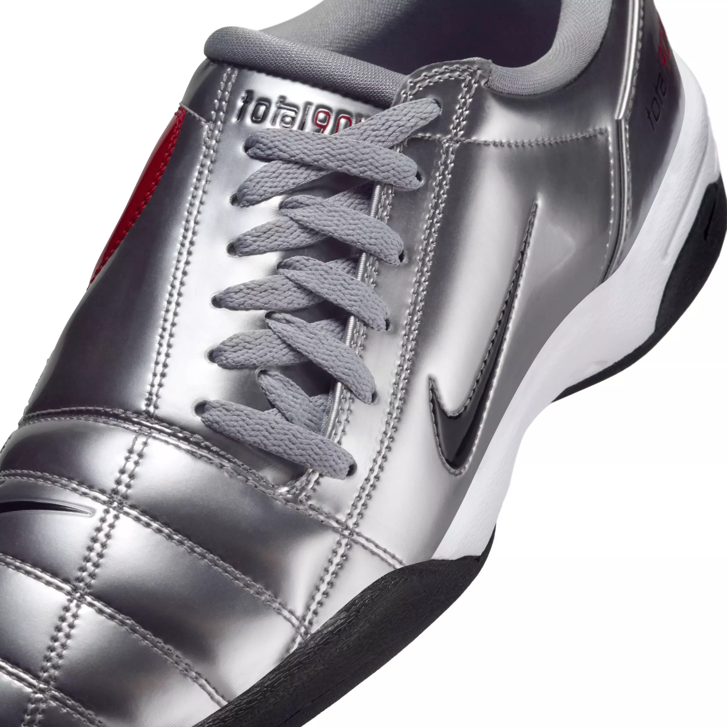 Nike T90 SP "Metallic Silver/University Red/Black" Men's Shoe - SILVER/RED/BLACK