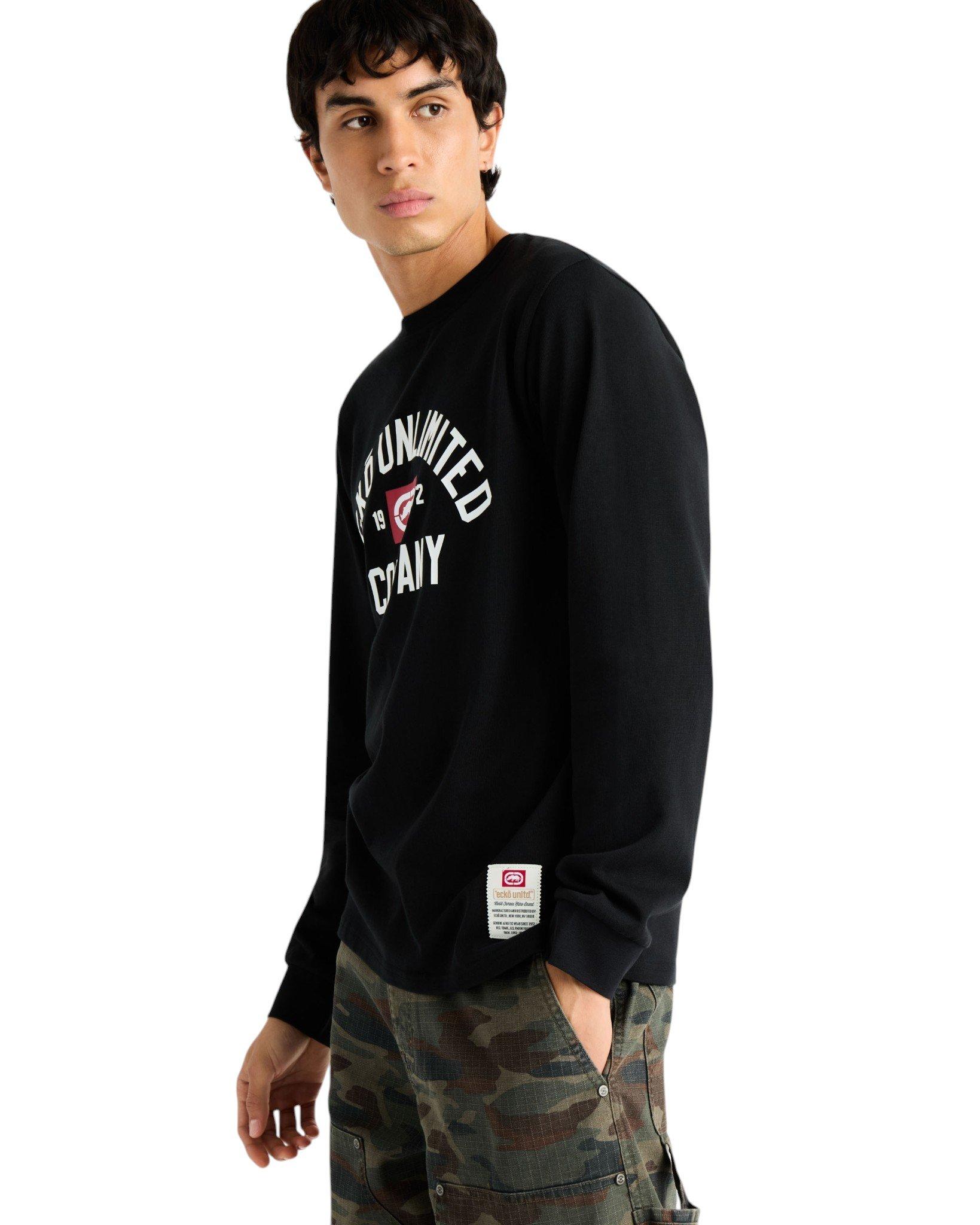 ecko unltd. Men's Classic Arch Long Sleeve Tee - Black - BLACK