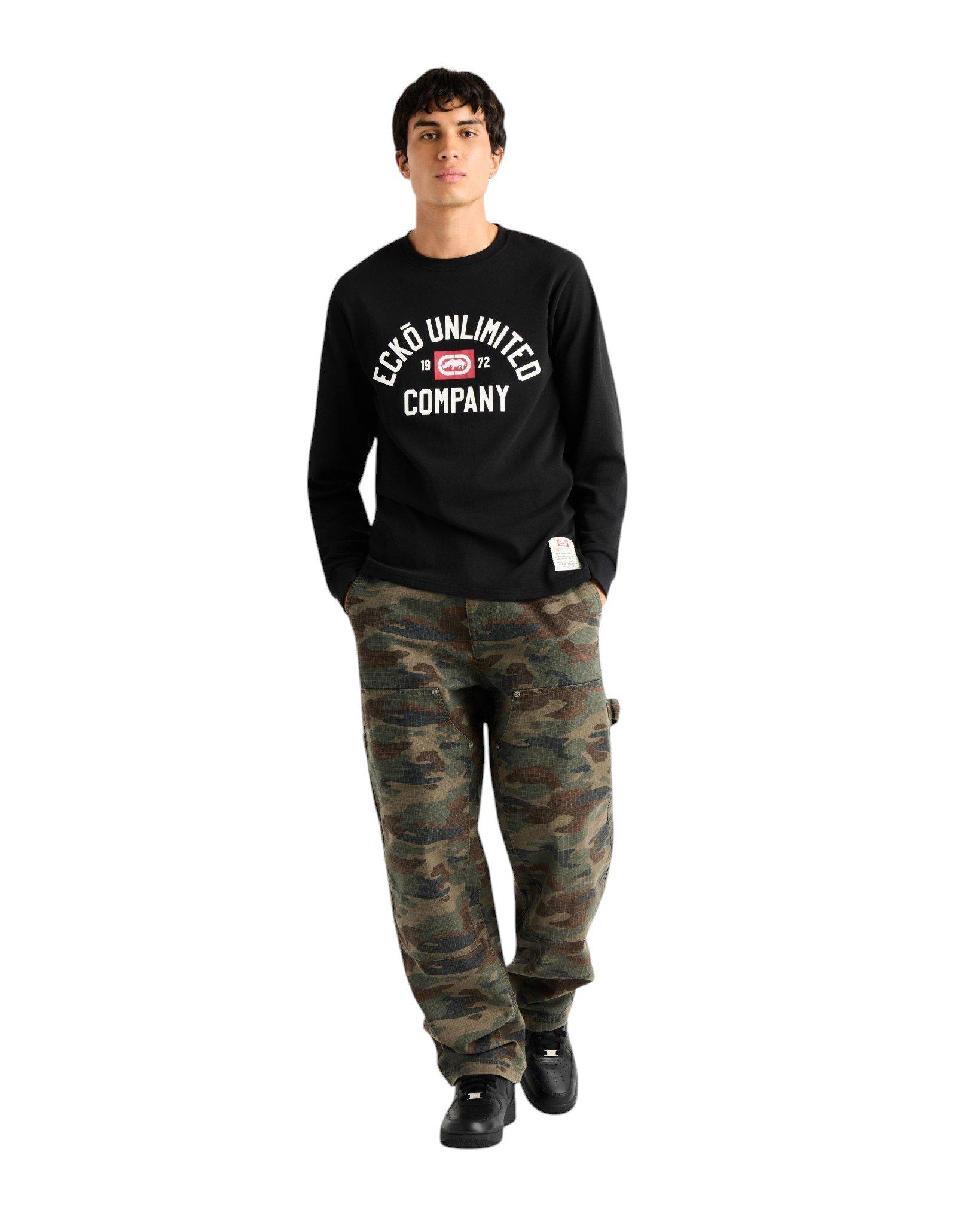 ecko unltd. Men's Classic Arch Long Sleeve Tee - Black - BLACK