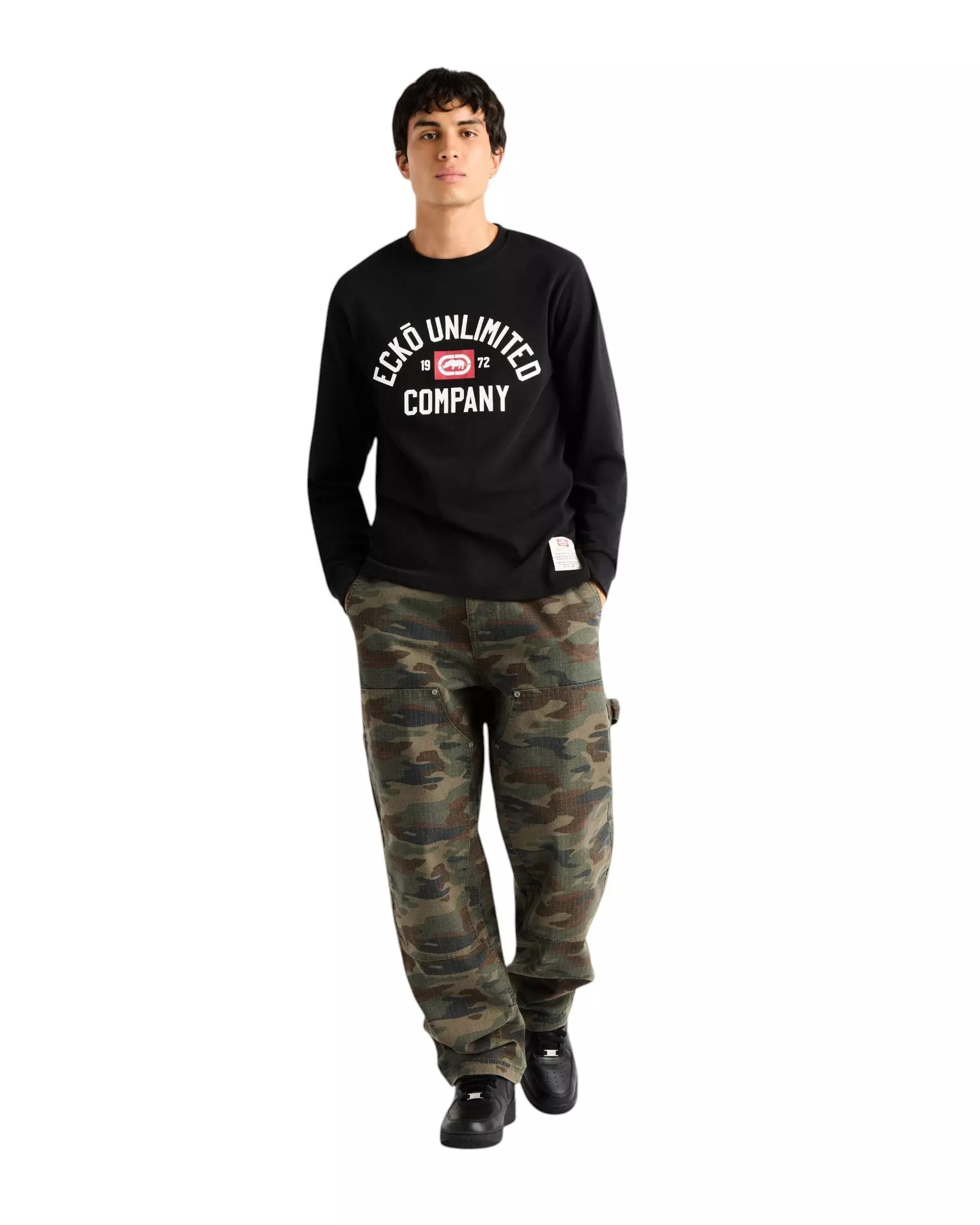 ecko unltd. Men's Classic Arch Long Sleeve Tee - Black - BLACK