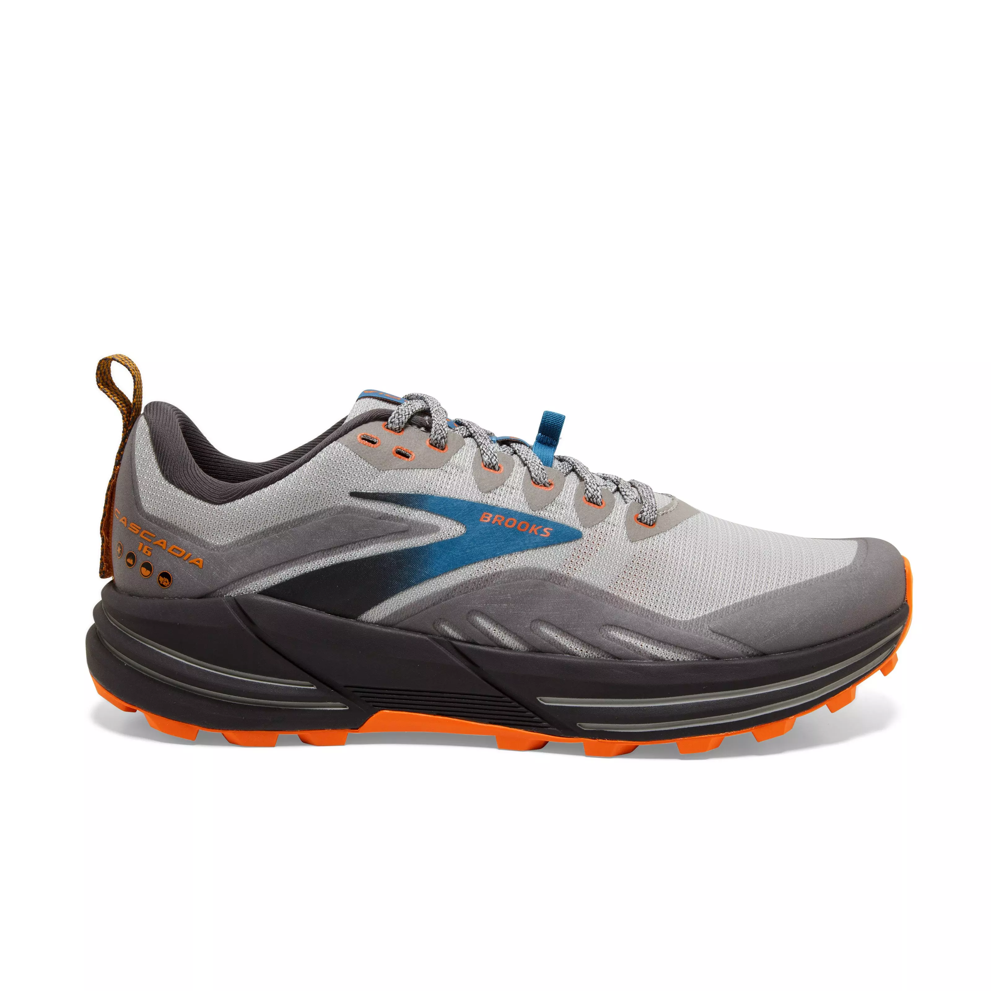 Brooks Cascadia 16 "Oyster Mushroom/Alloy/Orange" Men's Running Shoe - GREY/BLUE
