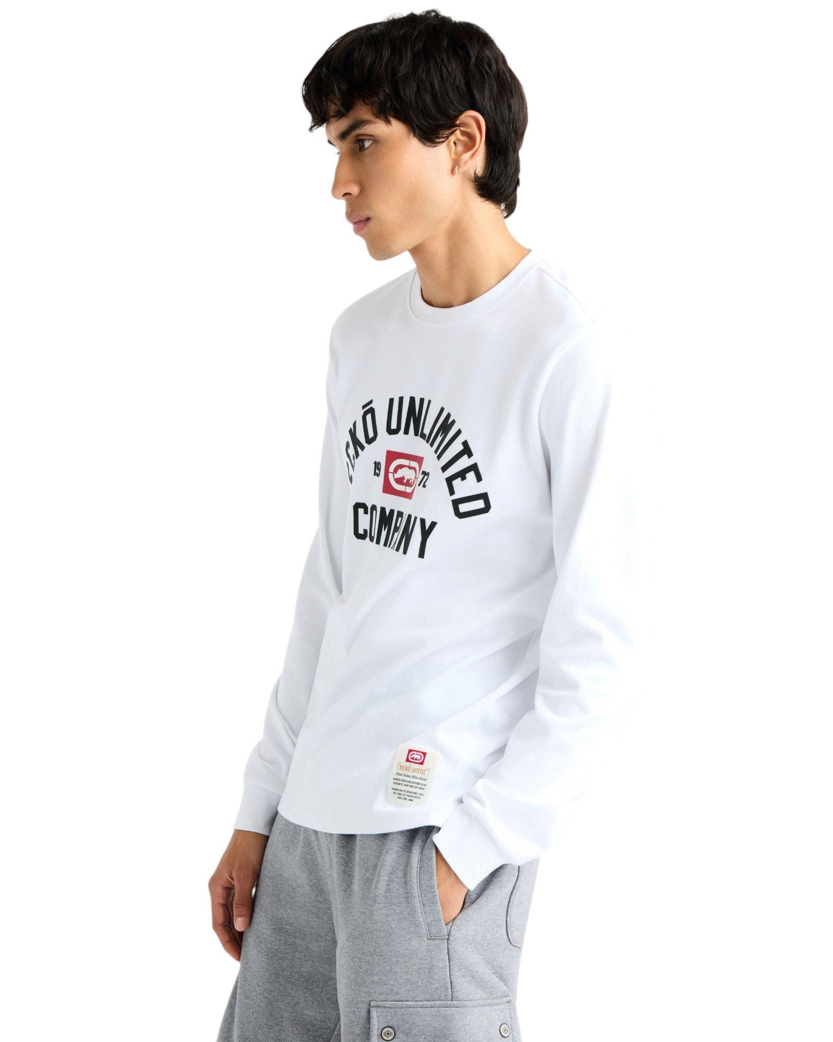 ecko unltd. Men's Classic Arch Long Sleeve Tee - White - WHITE