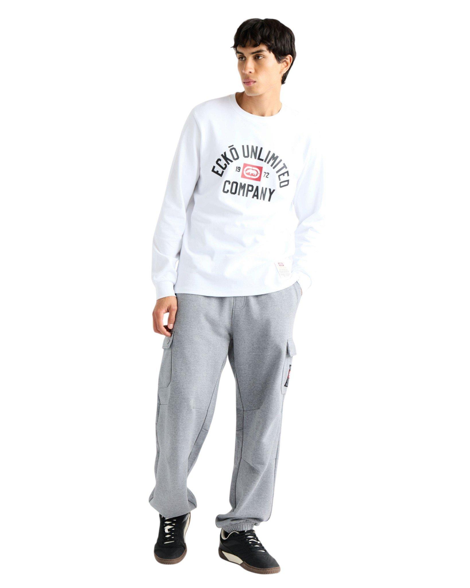 ecko unltd. Men's Classic Arch Long Sleeve Tee - White - WHITE