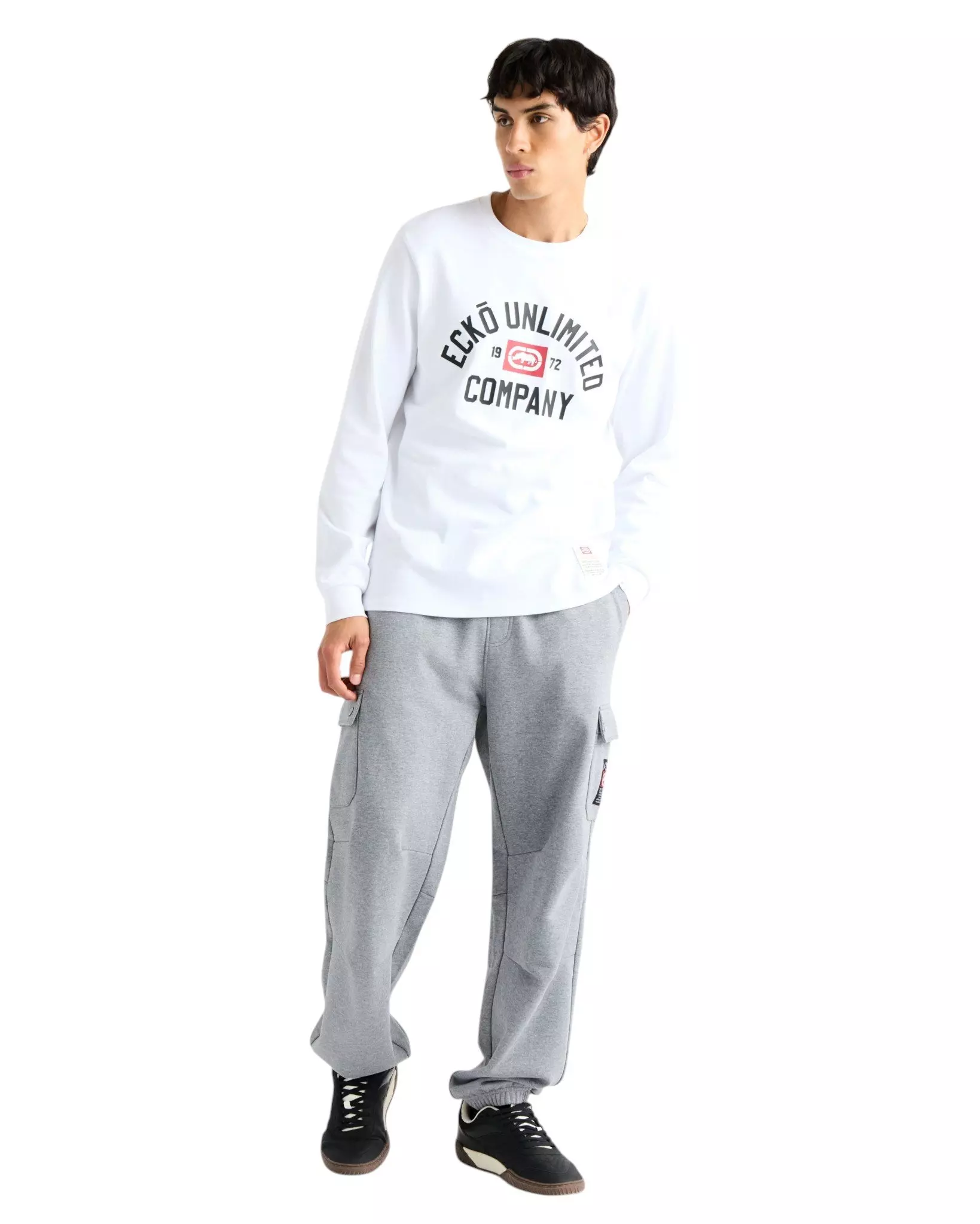 ecko unltd. Men's Classic Arch Long Sleeve Tee - White - WHITE