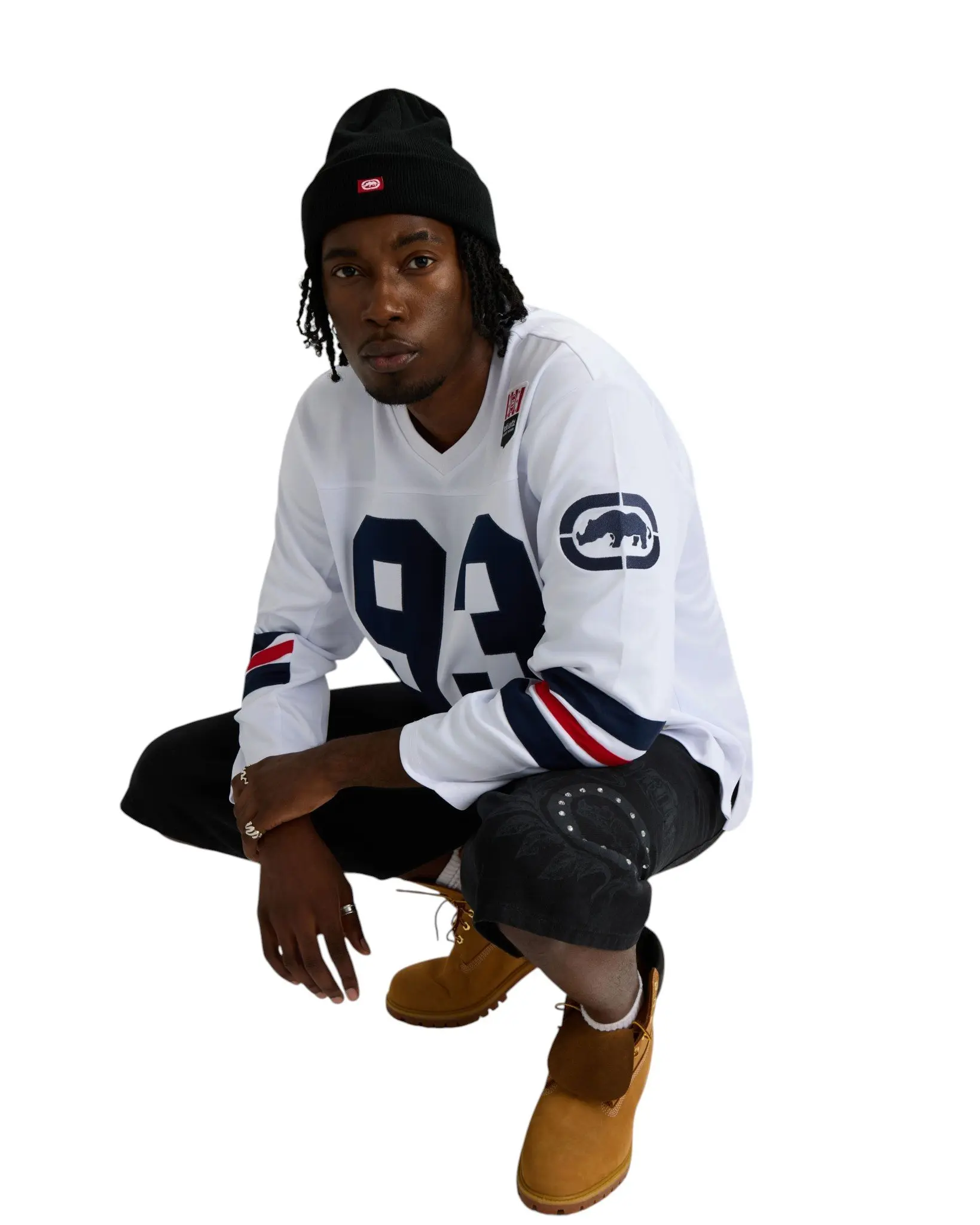 ecko unltd. Men's Run It Back Long Sleeve Jersey - White - WHITE