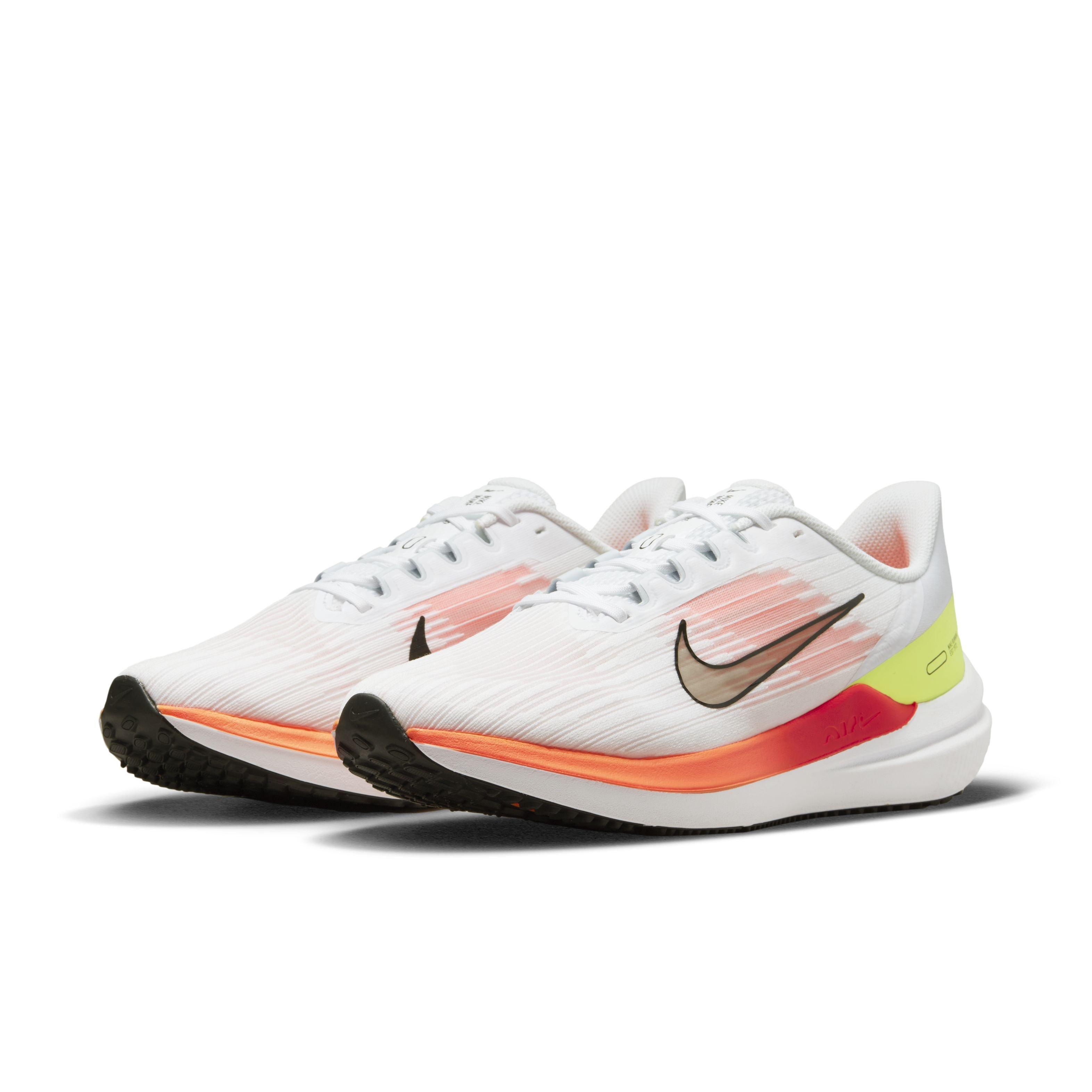 Nike Winflo 9 "White/Black/Total Orange/Bright Crimson" Men's Running Shoe - WHITE Thumbnail View 3