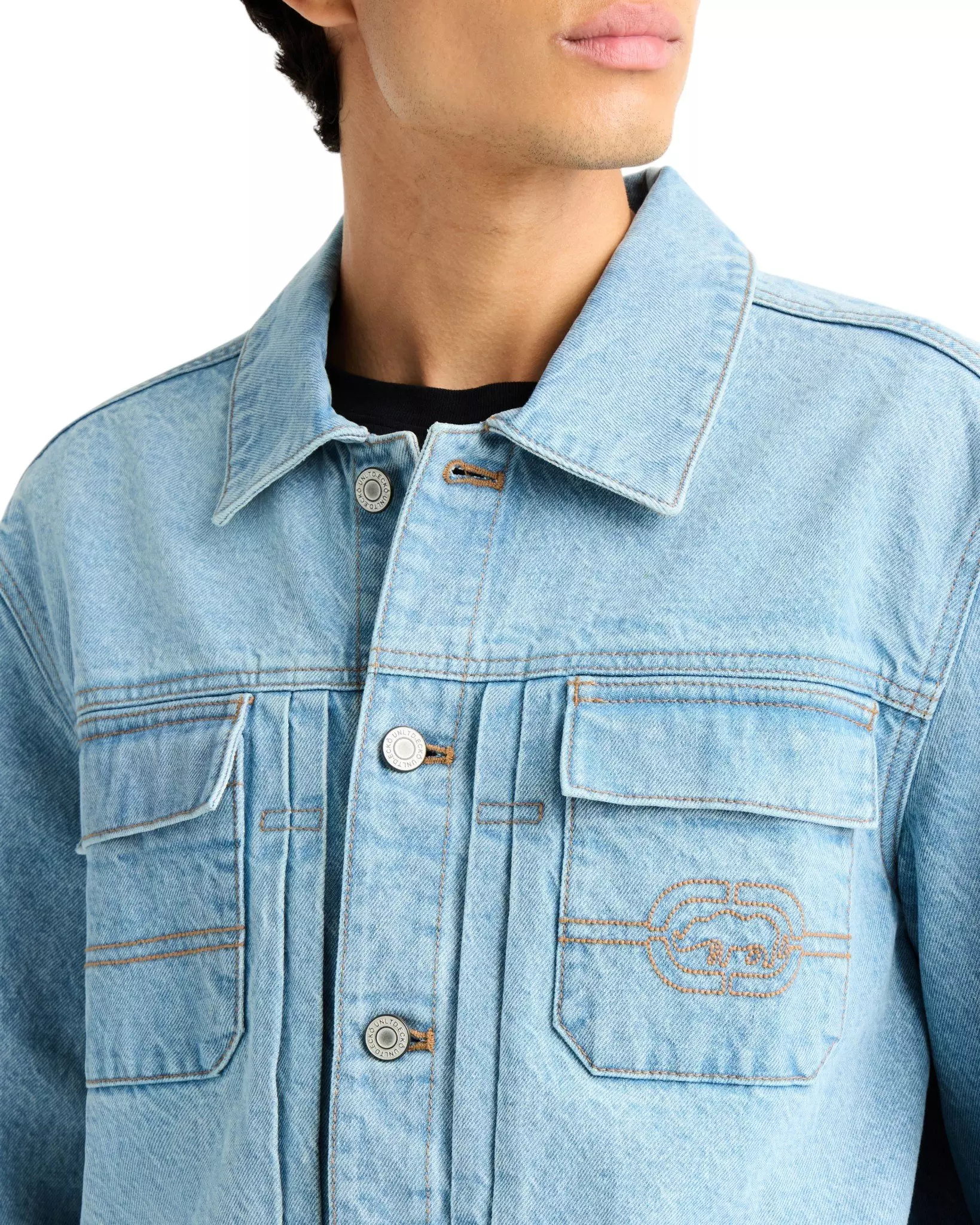 ecko unltd. Men's Lakewood Lt Blue Wash Denim Jacket - LT BLUE