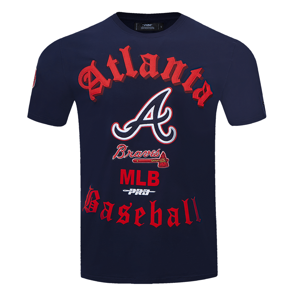 Pro Standard Men's MLB Atlanta Braves Old English Tee -Navy - NAVY Thumbnail View 1