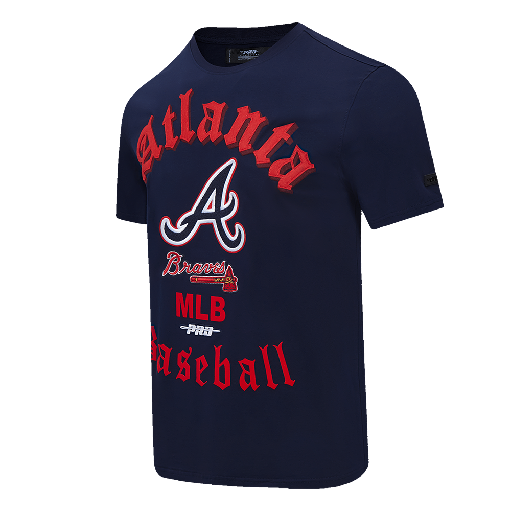 Pro Standard Men's MLB Atlanta Braves Old English Tee - Navy - NAVY Thumbnail View 3
