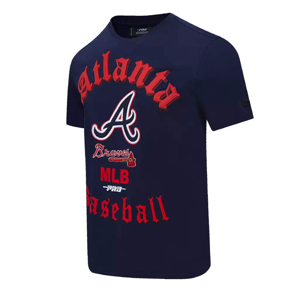 Pro Standard Men's MLB Atlanta Braves Old English Tee - Navy - NAVY