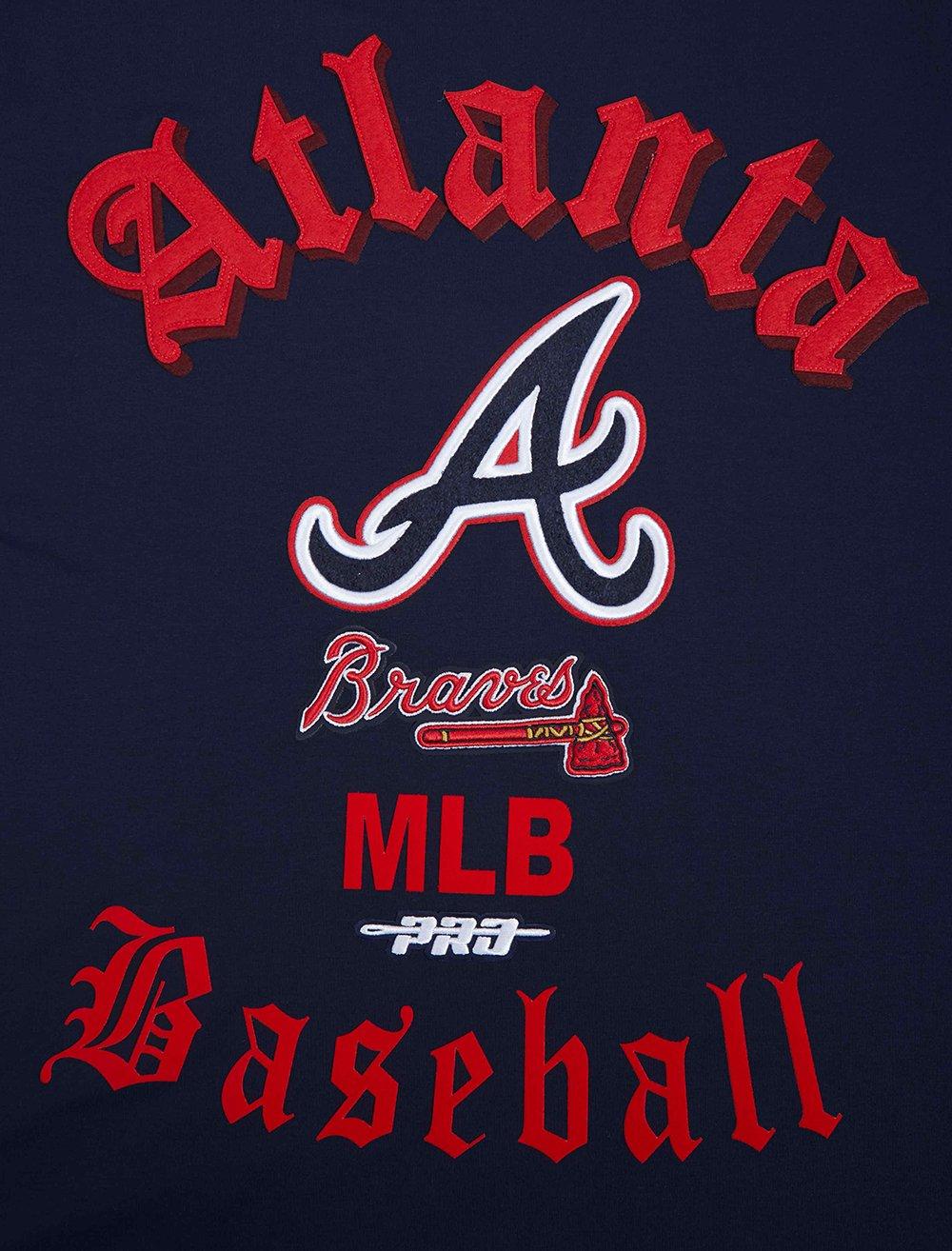 Pro Standard Men's MLB Atlanta Braves Old English Tee -Navy - NAVY Thumbnail View 5