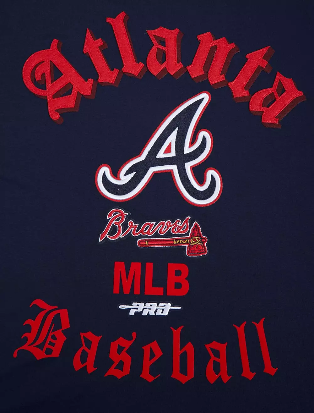 Pro Standard Men's MLB Atlanta Braves Old English Tee -Navy - NAVY